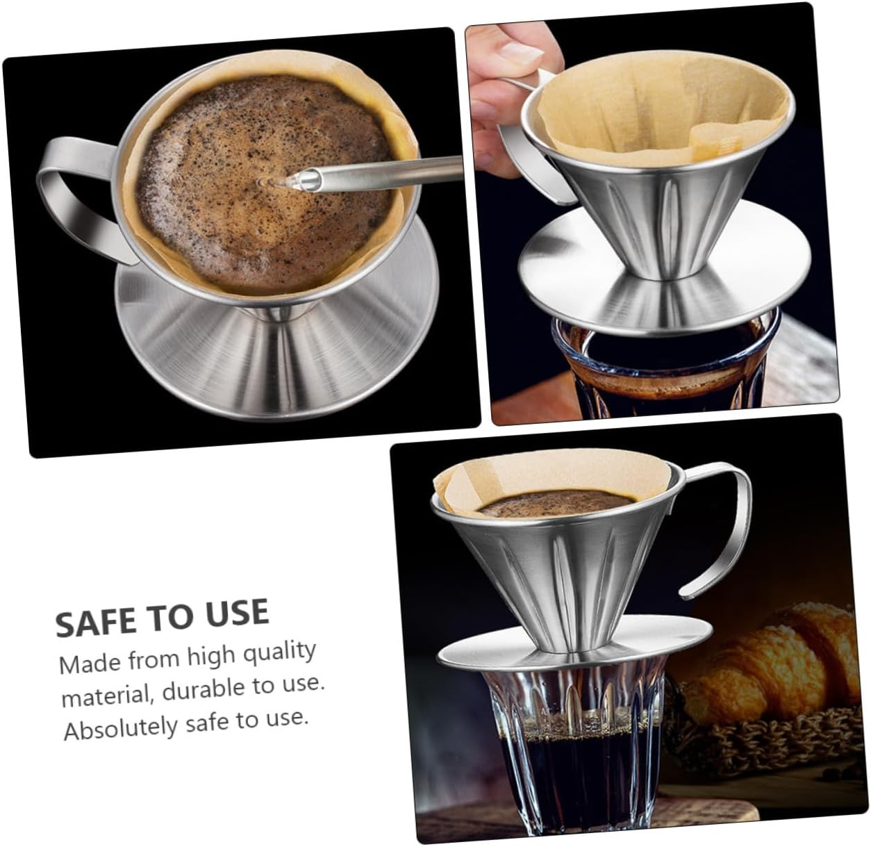 NAMOARLY Stainless Steel Coffee Dripper with Precision Filter Reusable Tea Slag Funnel Home Coffee Funnel for Manual Brewing Easy to Clean and Safe to Use image number 1