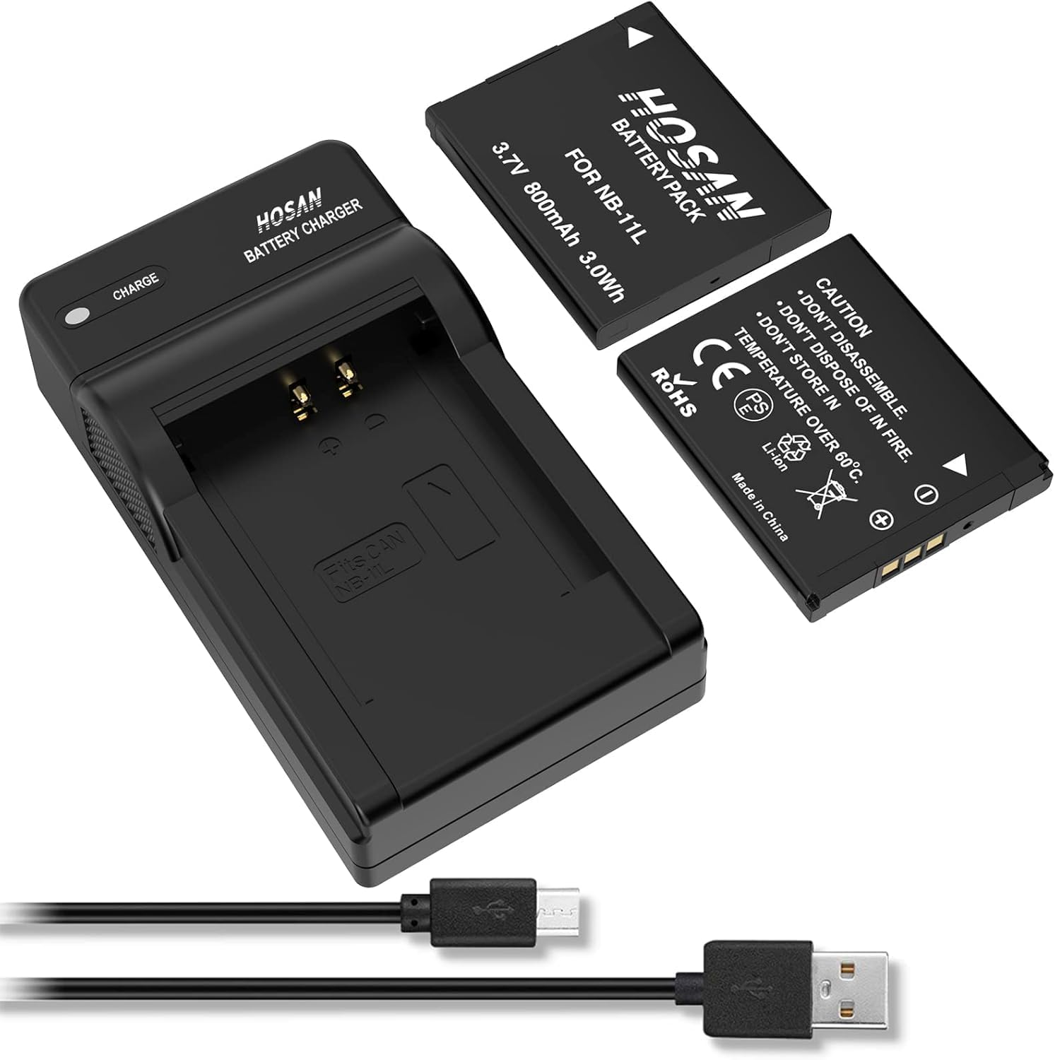 NB-11L NB-11LH Battery (2 Pack) and USB Charger Kit for Canon NB-11L NB-11LH Powershot A2300 Is A2400 Is A2500 A2600 A3400 image number 1