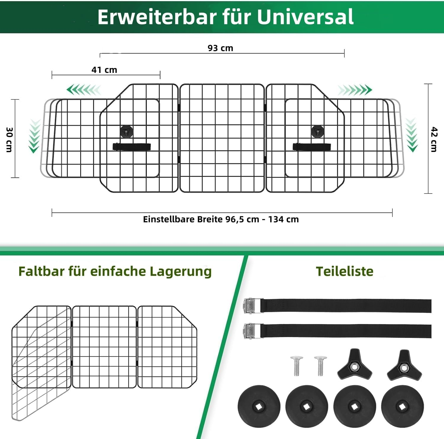 Steel Wire Mesh Dog Guard, Adjustable Width, Universal Dog Gate for SUV, Sedan, Truck image number 4