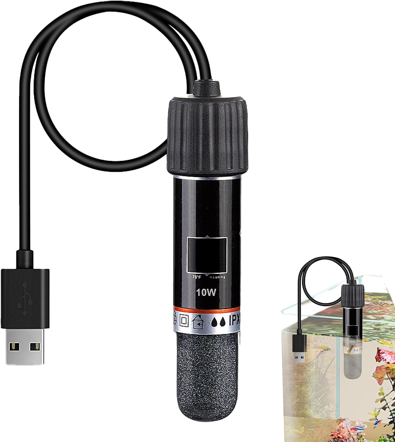 Weldphur Aquarium Heater - Aquarium Submersible Betta Heater | Submersible 10W Small Heating Rod Warmer for Pet Saltwater Aquatic Life Home Outdoor Turtle Freshwater Crab image number 5