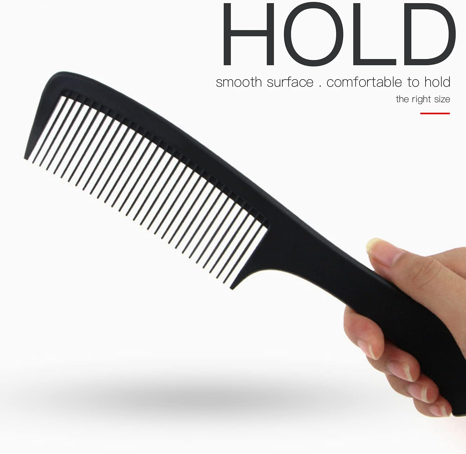 Large Tooth Detangling Comb Professional Handle Carbon Fiber Comb Cutting Hairdressing Comb Styling Essentials round Tooth Comb Barber Tooth Comb Travel Hair Comb for Men Women image number 1