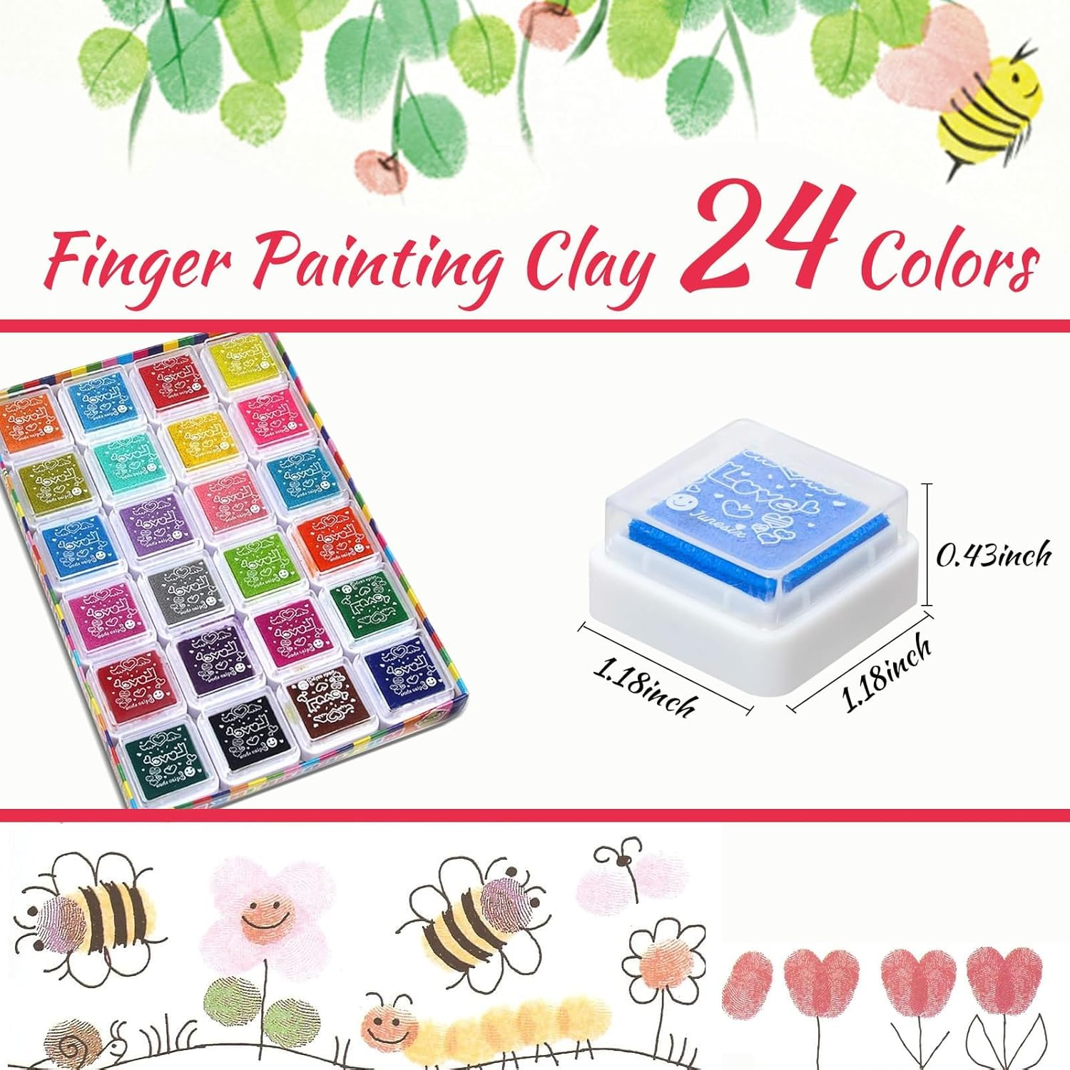 Craft Ink Pad, 24 Colors Finger Stamp Pads, Washable Craft Stamp Pads for Paper, Craft, Wood Fabric, Scrapbooking, Card Making, Kids image number 6