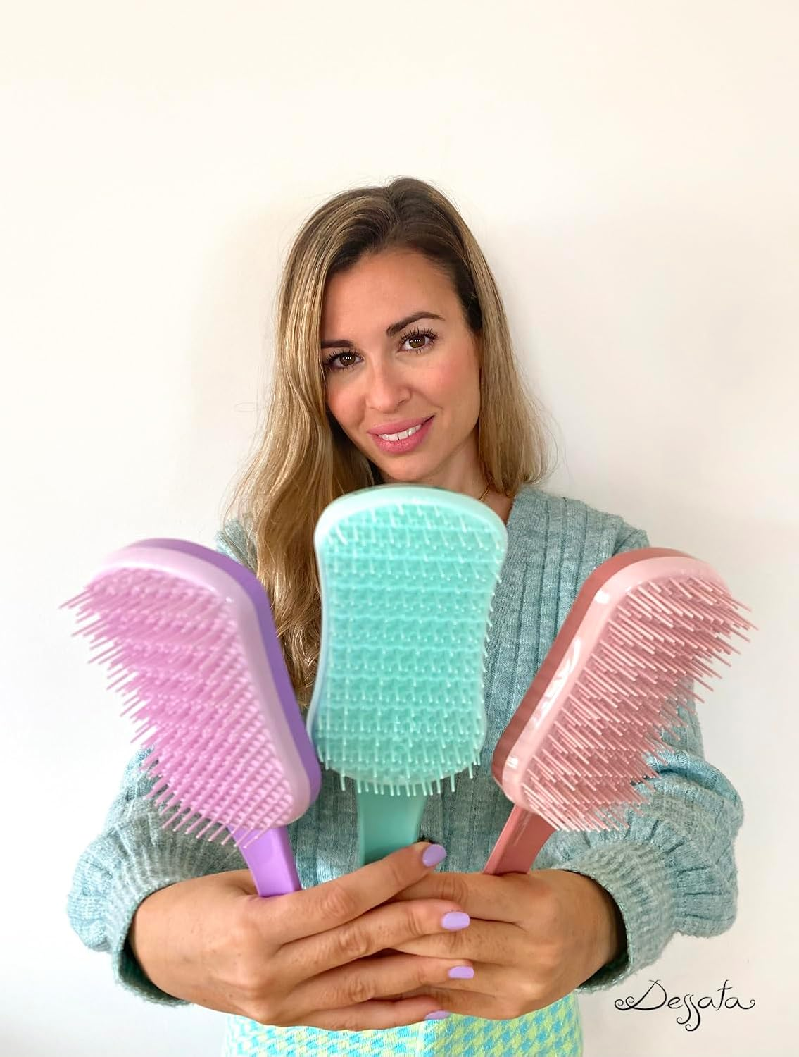 DESSATA Detangling Anti-Tangle Hair Brush with Handle Black image number 5