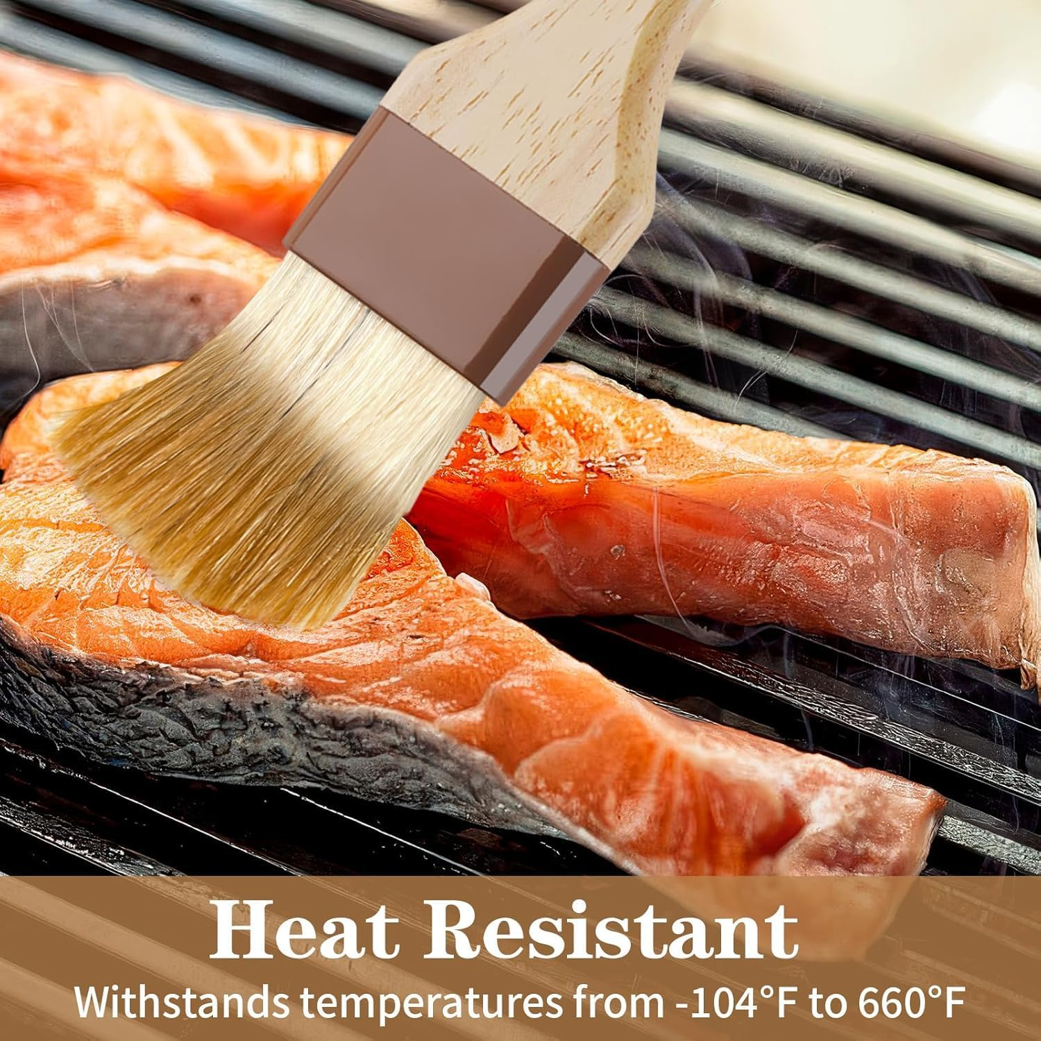 Natural Bristle Pastry Brushes 2-Pack, Dual Sizes (1" & 1.5") Beechwood Handle Basting Brushes for Cooking, Grilling, Baking, Oil, Butter & Marinade