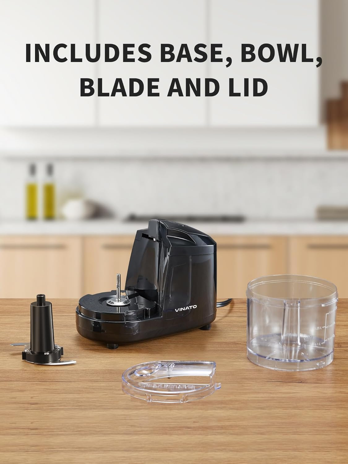 VINATO Electric Meat Mincer, Electric Kitchen Mincer with Content 1.5 Cups/12 Oz, Chopper for Mincing Meat, Onions, Fruits and Vegetables image number 3