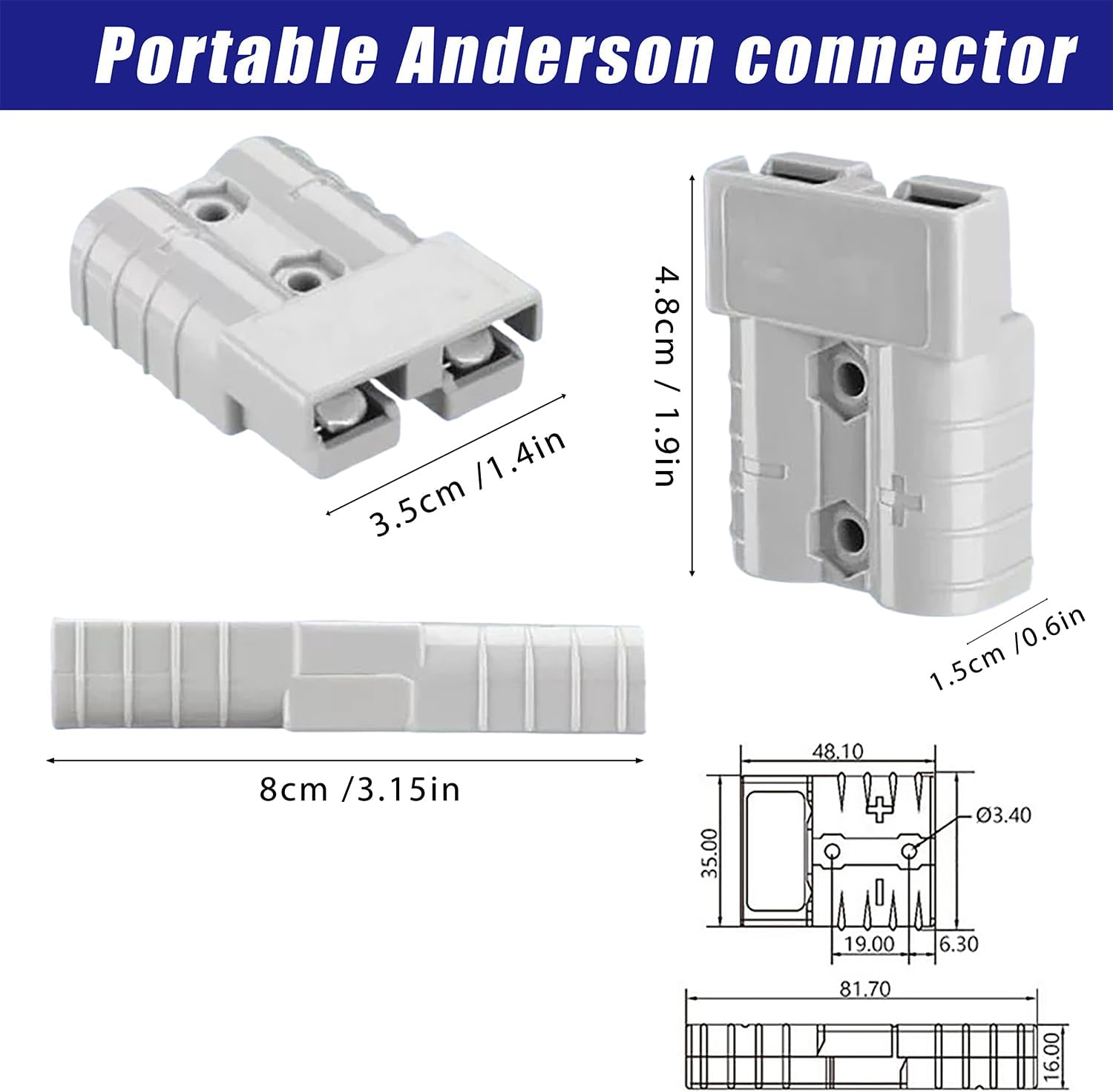 Wzenclave 1 Pcs Cigarette Lighter Adapter 2M Anderson Plug Extension Cable 12V Anderson Plug Connector Lead Style Connector to EU Male Plug 16AWG Cable for Caravan Accessories image number 3