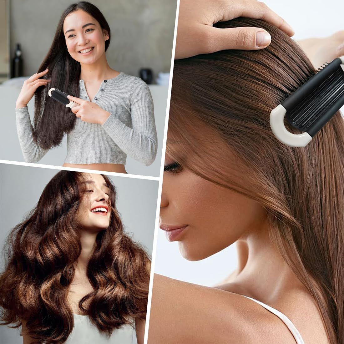 KIRZAX Foldable Travel Hair Brush, Pack of 2 Portable Hair Styling Combs, Hair Combs, Foldable Hair Brush with Mirror, Pockets Hair Comb, Hair Styling Comb for Men and Girls, Cream White