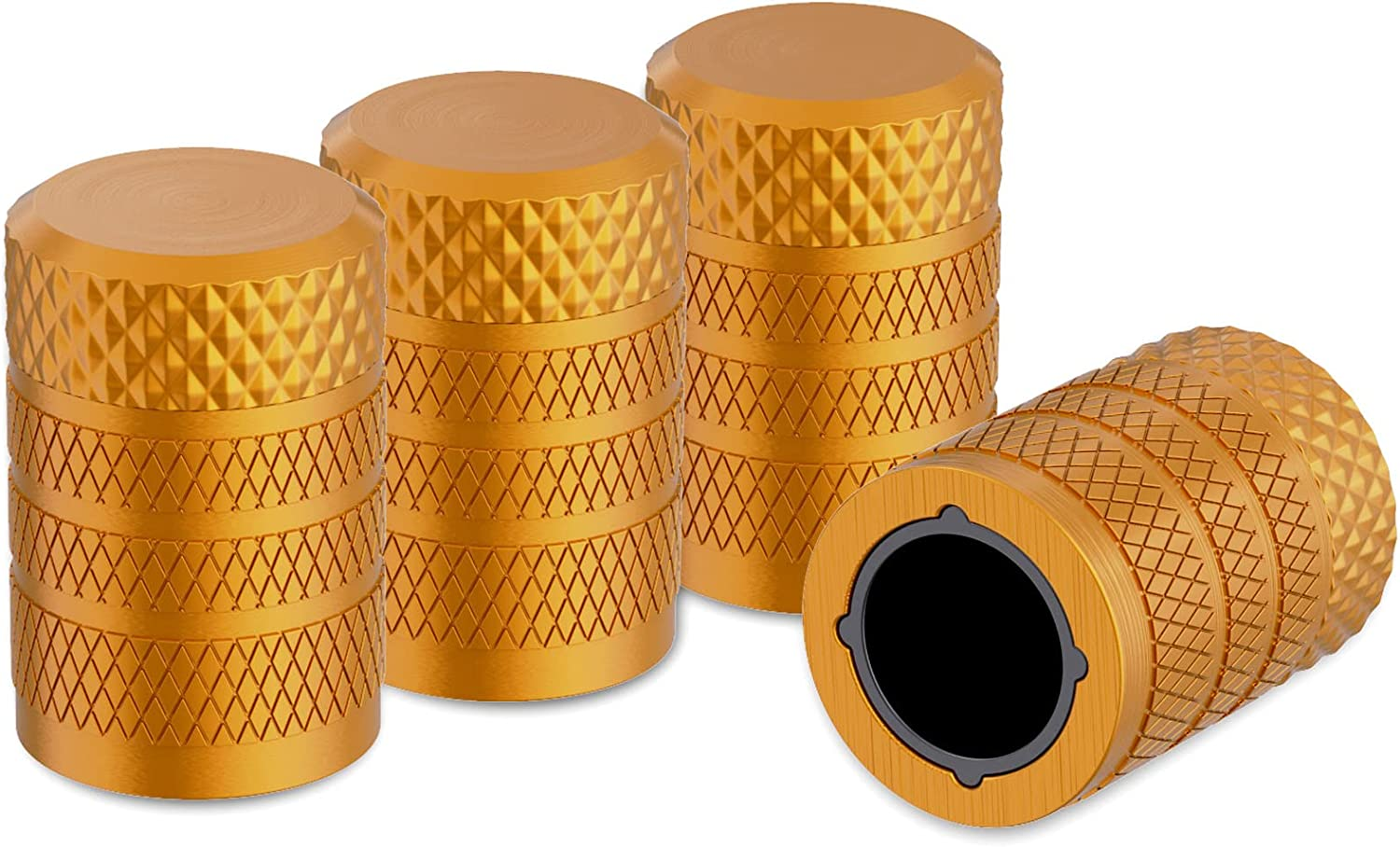 Ckauto Tire Valve Stem Caps, Golden Yellow, 4 Pcs/Pack, Anodized Aluminum Tire Valve Cap Set, Corrosion Resistant, Universal Stem Covers for Cars Trucks Motorcycles Suvs and Bikes - Pink image number 6