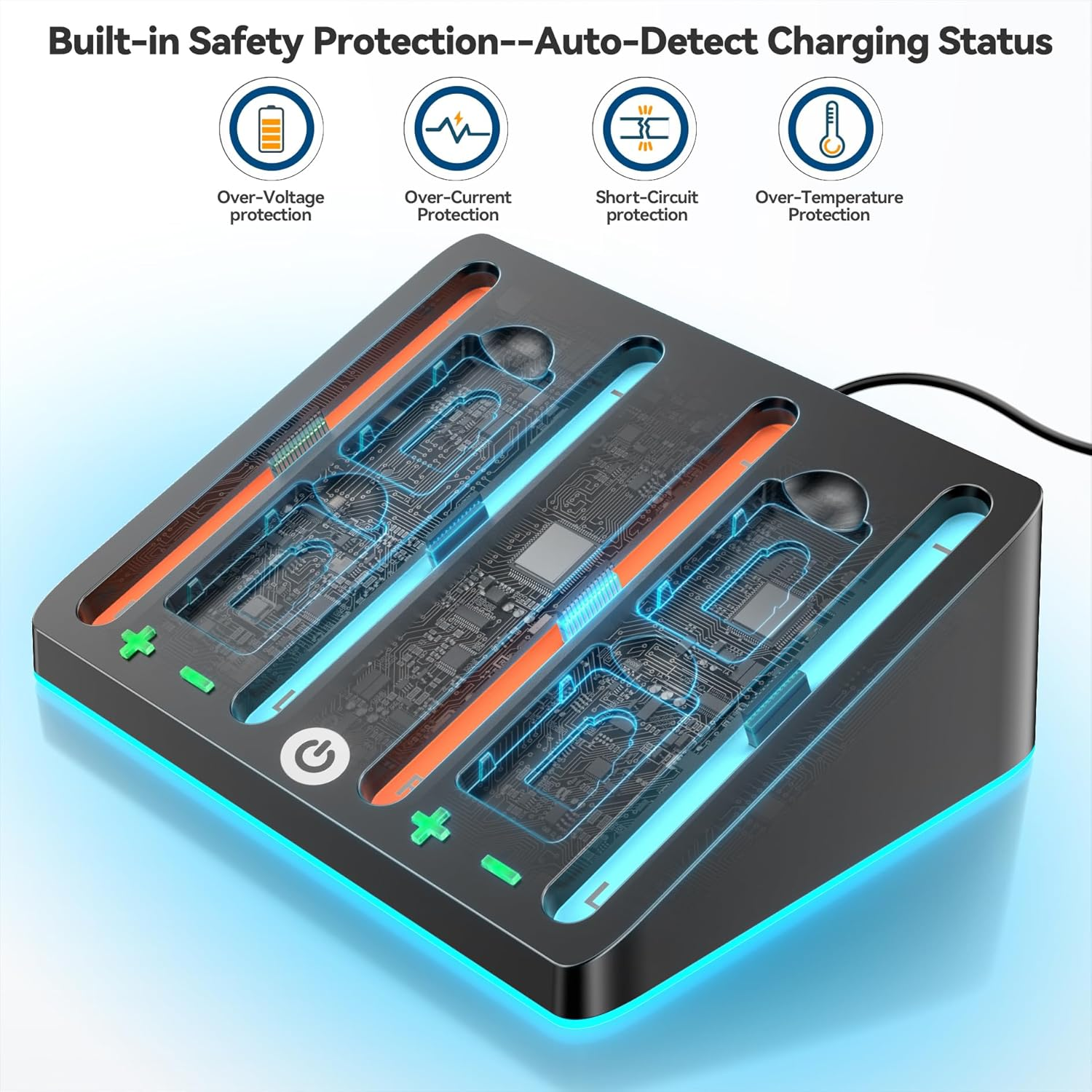 Gersker Switch 2 Controller Charger Dock, RGB Joy Cons Charger with Touch Control Compatible with Nintendo Switch 2, Fast Charging Station for 4 Joy-Cons, 4 in 1 Switch 2 Accessories with USB-C Cable image number 5