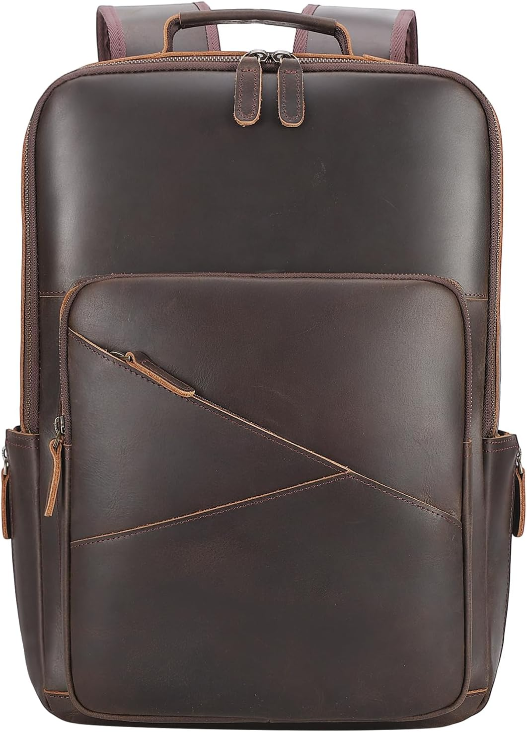 Tiding Vintage Genuine Leather Backpack for Men 15.6" Laptop Bag Multi Pockets Travel Rucksack Business Overnight Daypack image number 5