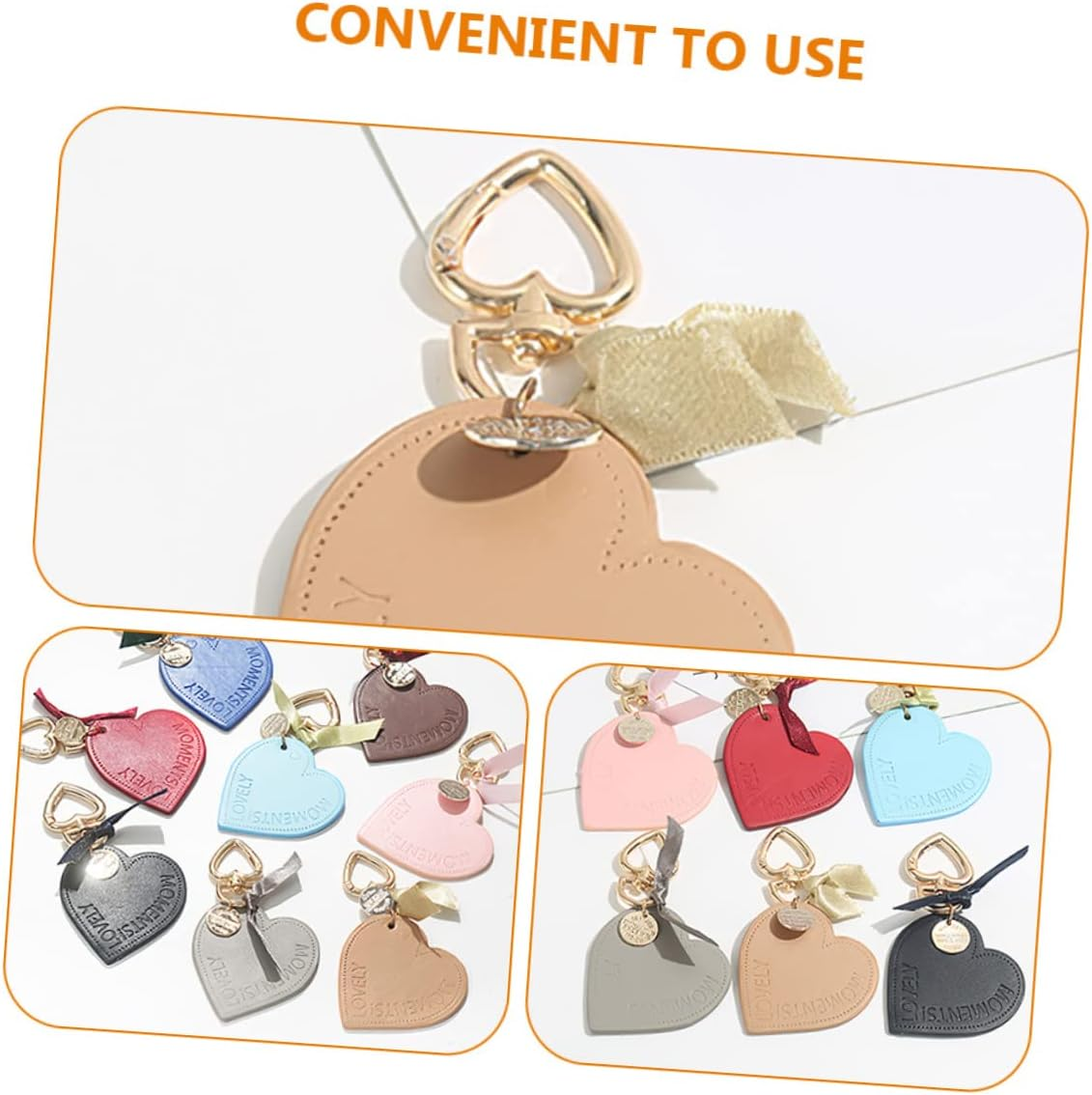 HAPINARY 3Pcs Heart Pendant Key Ring Decorative Heart Shape Backpack Pendant Leather Keychain for Car Key Ring Holder Bag Hanging Ornament