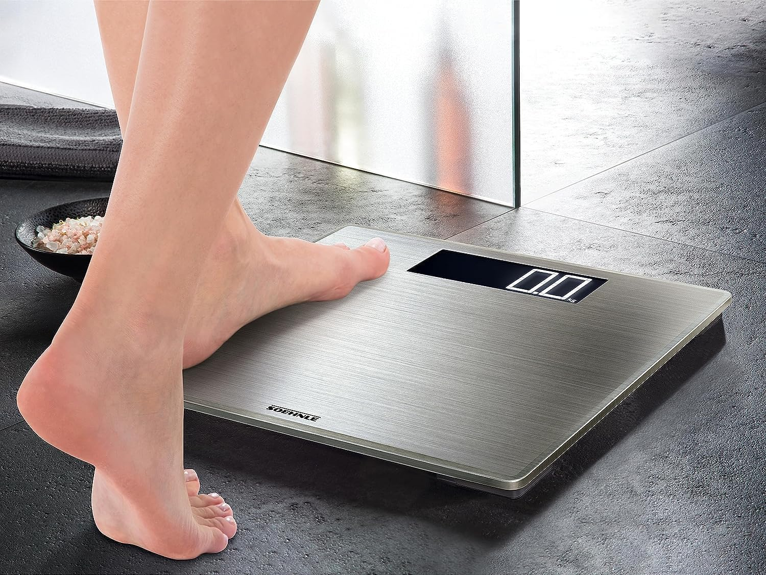 Soehnle 63867 Style Sense Safe 300 Stainless Steel Bathroom Scale, Digital Scale with Large Weighing Surface, Weighs up to 180 Kg, Electronic Scale with Extra Large Illuminated Display (Color: Silver) image number 1
