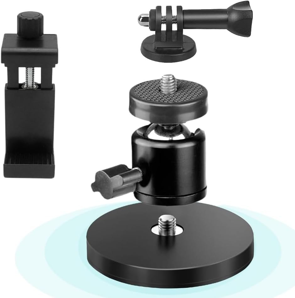 Strong Magnetic Camera Mount with 360&deg; Rotation Ball Head Phone Holder Compatible with Gopro Hero 13/12/11/10/9/8/7/6, DJI OSMO Action, Insta360