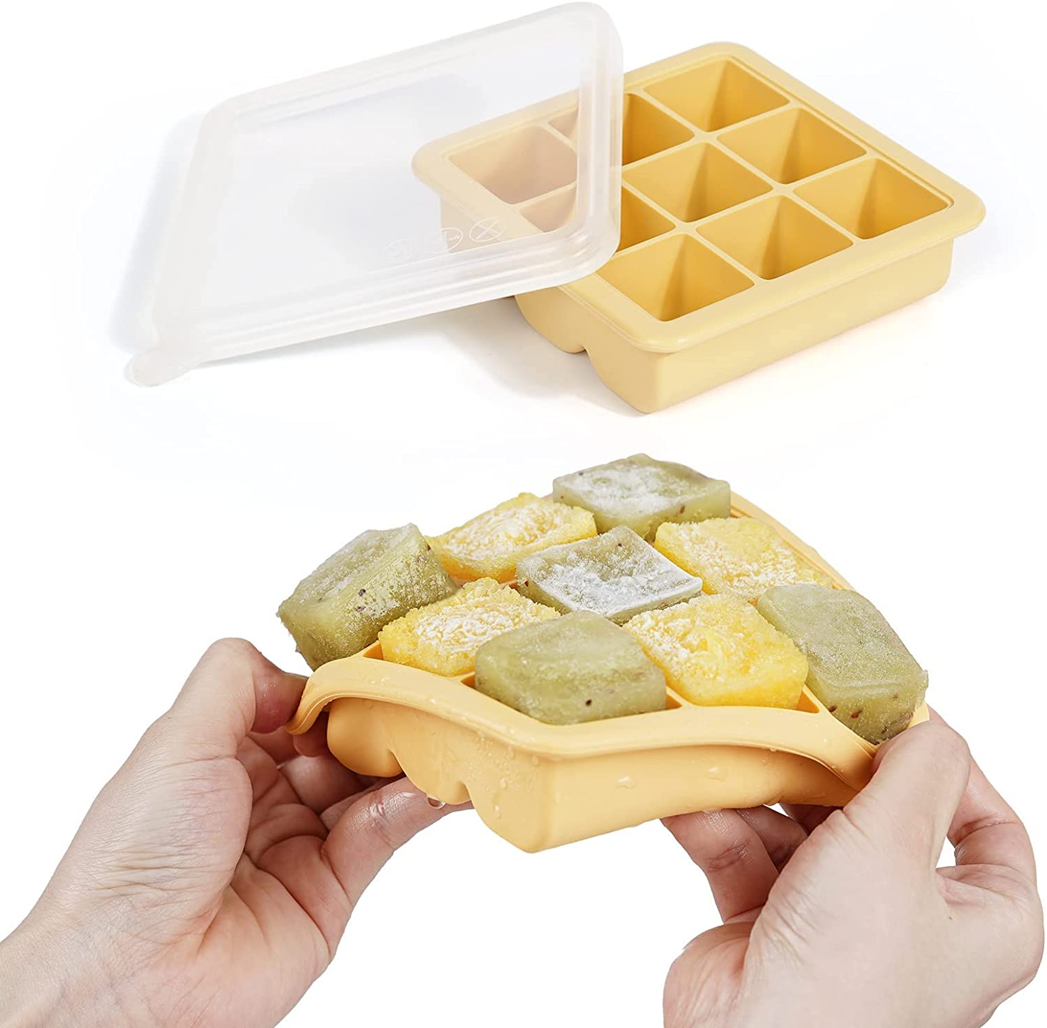 Haakaa Baby Food and Breast Milk Freezer Tray with Lid, 9 X 1.2Oz - Banana image number 3