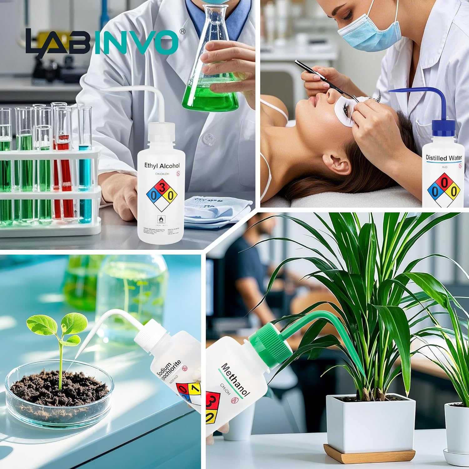 LABINVO Self-Venting Safety Wash Bottles(Methanol), Pack of 1, with Chemical Name,.Vol.500Ml,Ldpe Material,Cap in Green Color.In-Wbm501 - Distilled Water Wash Bottles,1Pc image number 2