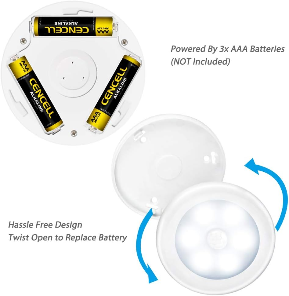 Novelty Place [Super Bright] LED Motion Sensor Lights - Cordless Battery Powered Built-In Magnets Optional Sticky Pads - Motion Sensing Bathroom Hallway Closet Nightlight - Pack of 3 image number 5