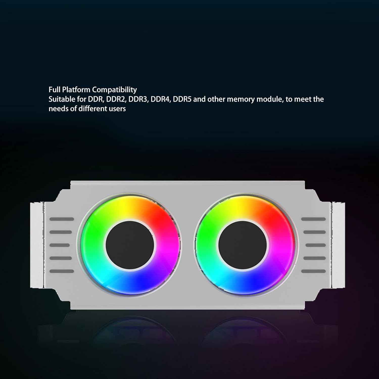 5V 3 Pin ARGB Memory RAM Cooler DDR Heatsink, ARGB RAM Radiator PC Memory Module Heat Sink for DDR DDR2 DDR3 DDR4 DDR5, PWM Temperature Control Dual Fan (White) - White image number 3