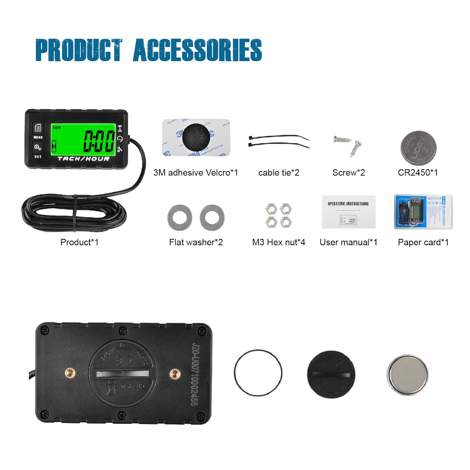 Runleader Digital Self Powered Hour Meter Tachometer,Maintenance Reminder,Alert RPM Reminder,User Shutdown,Waterproof,Use for ZTR Lawn Mower Generator Marine ATV Motor and Gas Powered Equipment