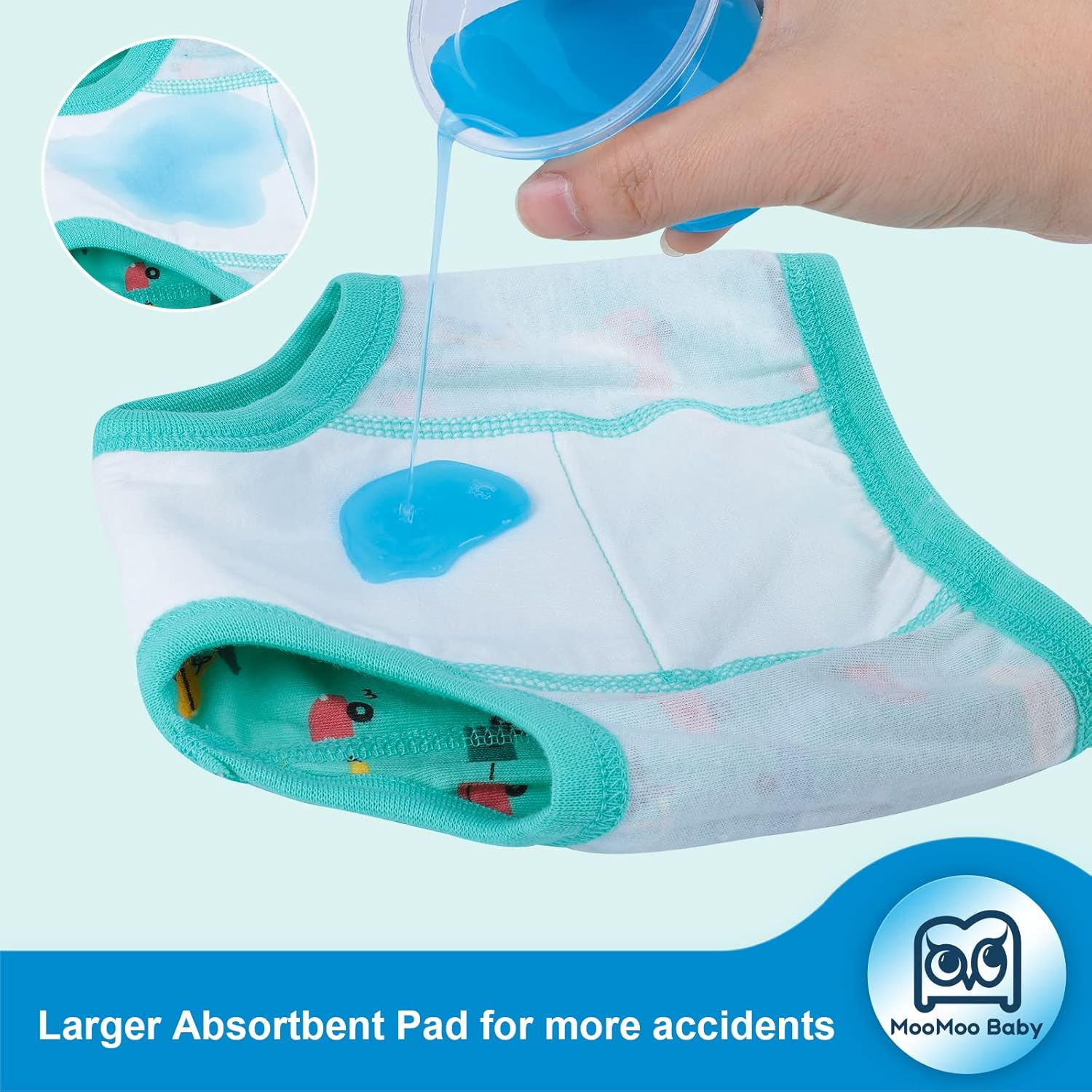 Moomoo Baby Potty Training Pants 4 Packs Absorbent Vehicle Training Pants for Boys and Girls 2T image number 3