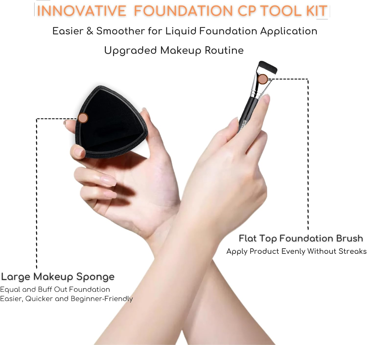 Flat Foundation Brush Rubycell Sponge & Mixing Palette Makeup Tool Couple Set- Ideal for Liquid Foundation,Ultra-Soft Seamless Blender for Flawless Natural Makeup,Minimized Absorb,Long-Lasting image number 5