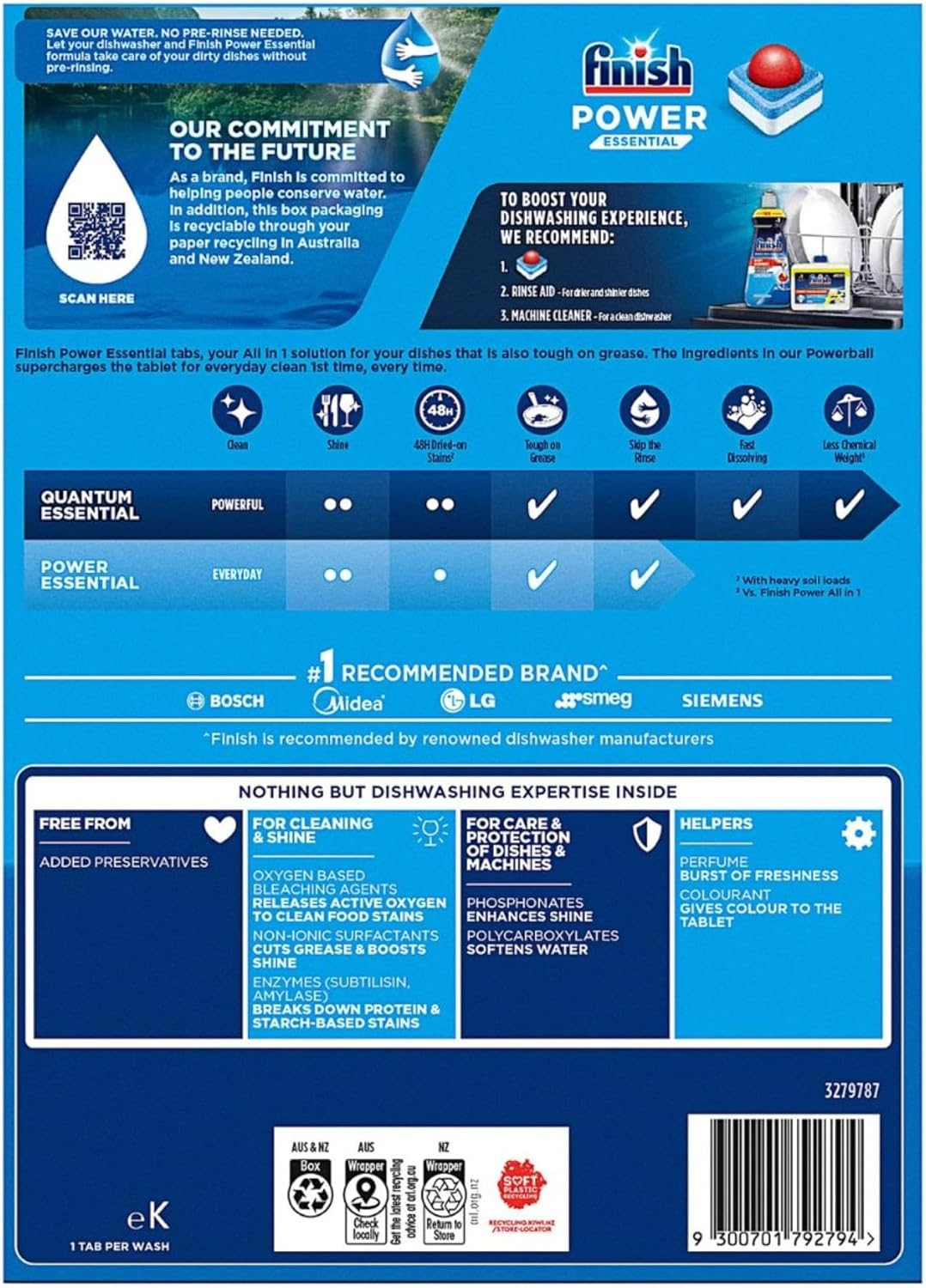 Finish Power Essential X 200 Dishwasher Tablets image number 1