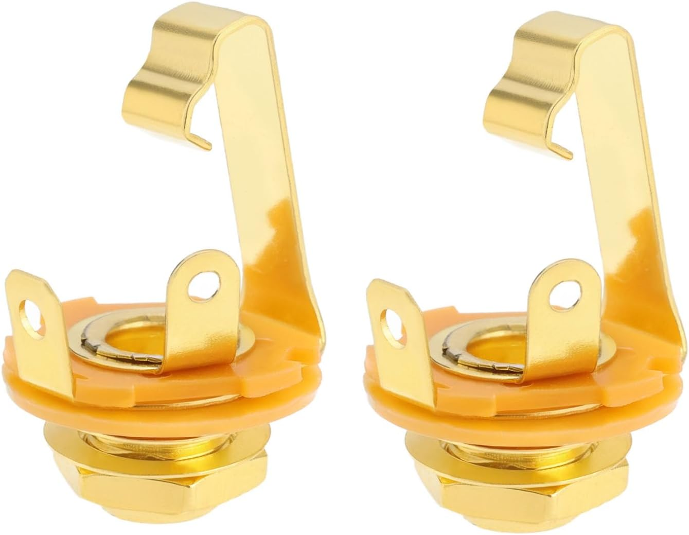 SING F LTD 2Pcs Guitar Input Jack 6.5Mm Jack Mono Panel Mount Receptacle 1/4 Inch Female Guitar Input Jack for Guitar Bass Speakers M9X0.75 Gold