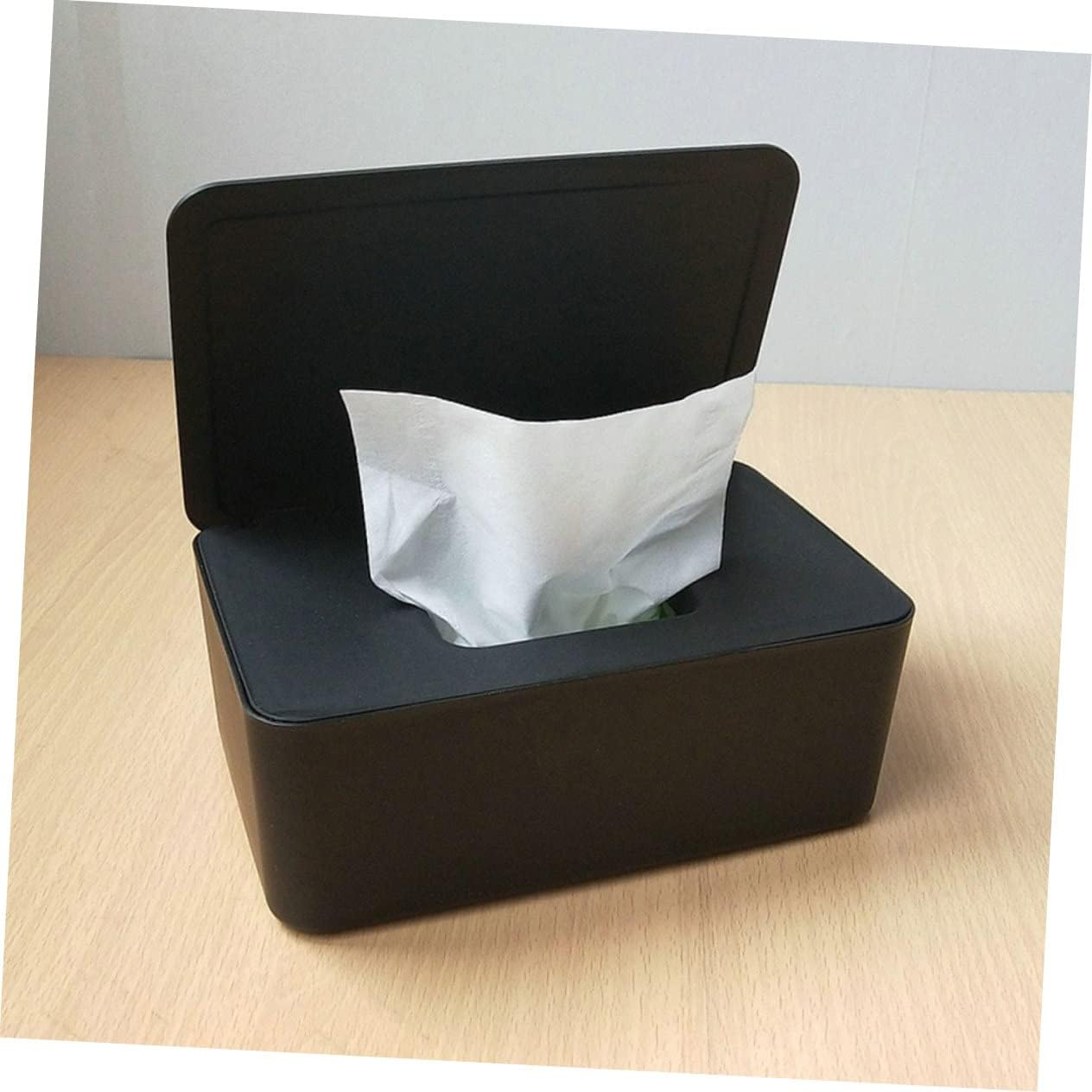 2Pcs Sealed Wet Tissue Box with Lid Dust-Proof Storage Container for Napkins White/Black Suitable for Home Use image number 1