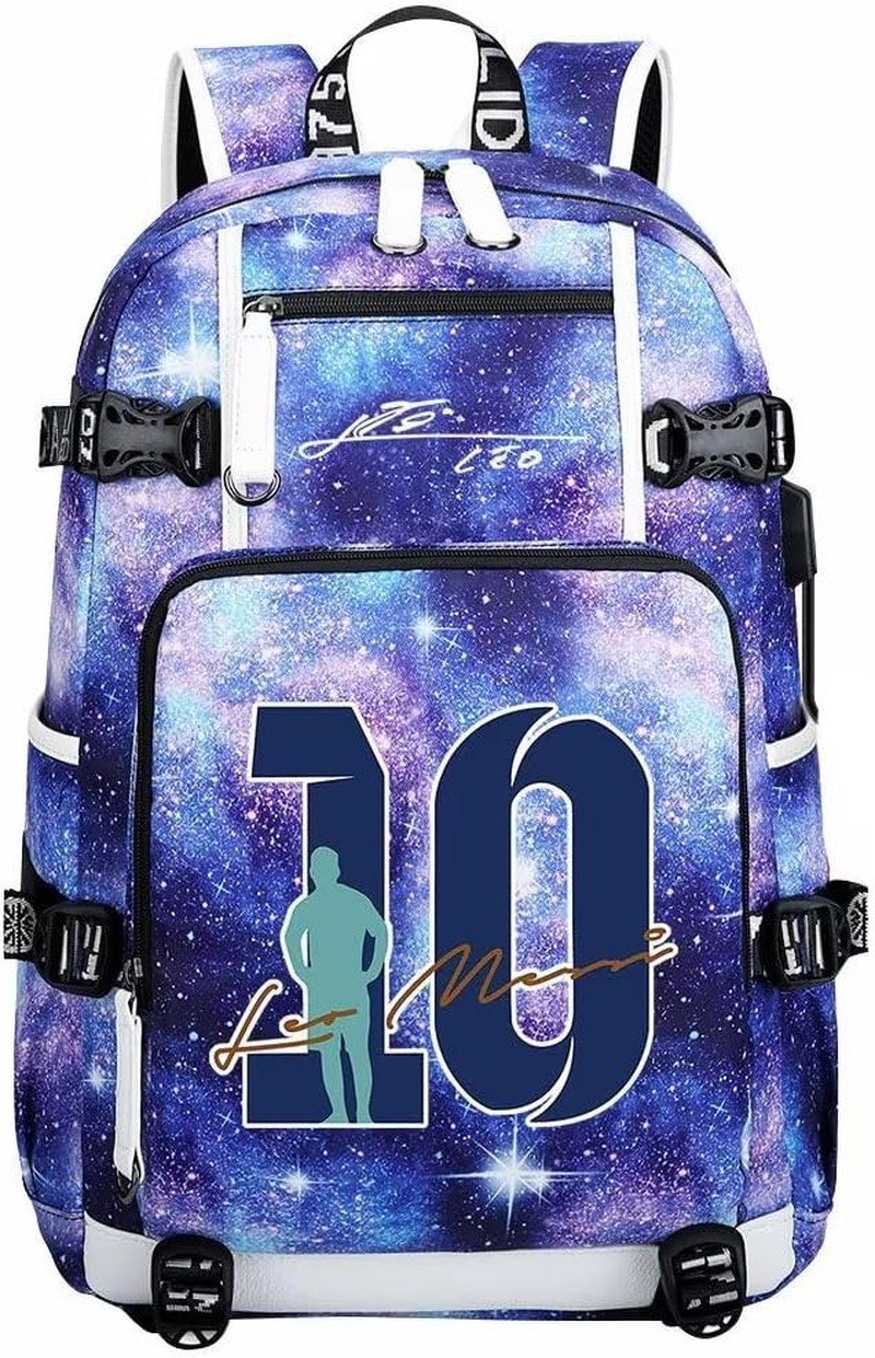 YUNZYUN Soccer Player M-Essi Multifunction Backpack Travel Laptop Fans Multicolour Bag for Men Women - Blue Pattern - 2 image number 3