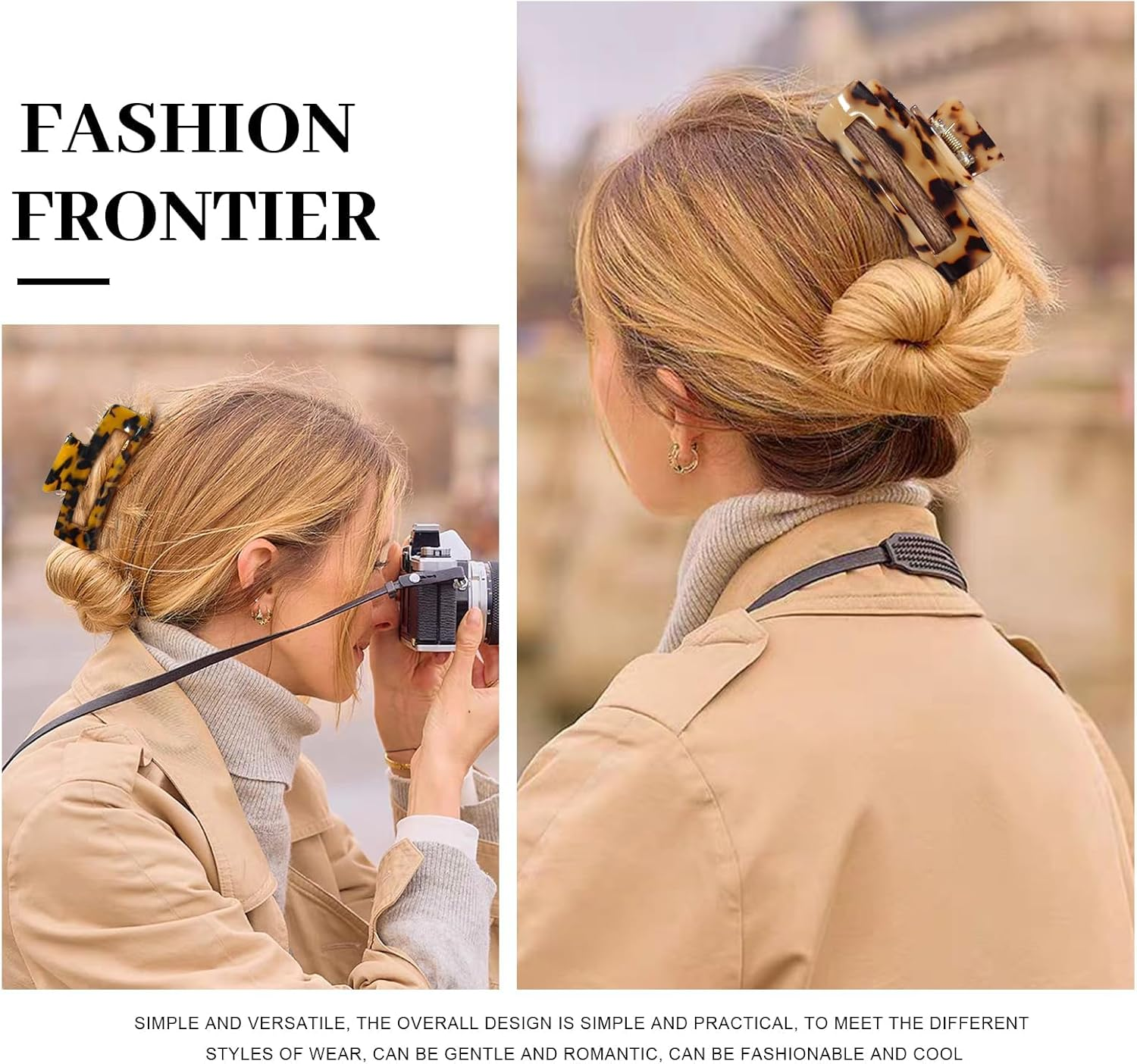 Blooms Hair Clip Large 4-Piece Hair Clips Set Non-Slip Hair Clips Women'S Thick Thin Hair Celluloid Claw Clip Hair Clip Leopard Hair Accessories for Women and Girls