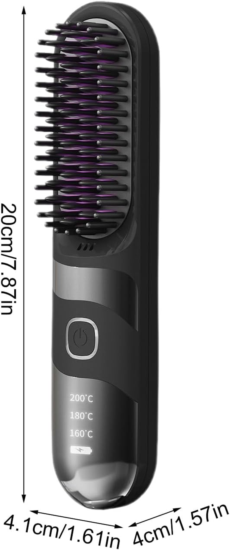 Travel Hair Straightener | Electric Curler Brush - 2-In-1 Cordless Ionic Hair Straightener Brush Anti-Scalding for Travel, Salon, Home - Black image number 6