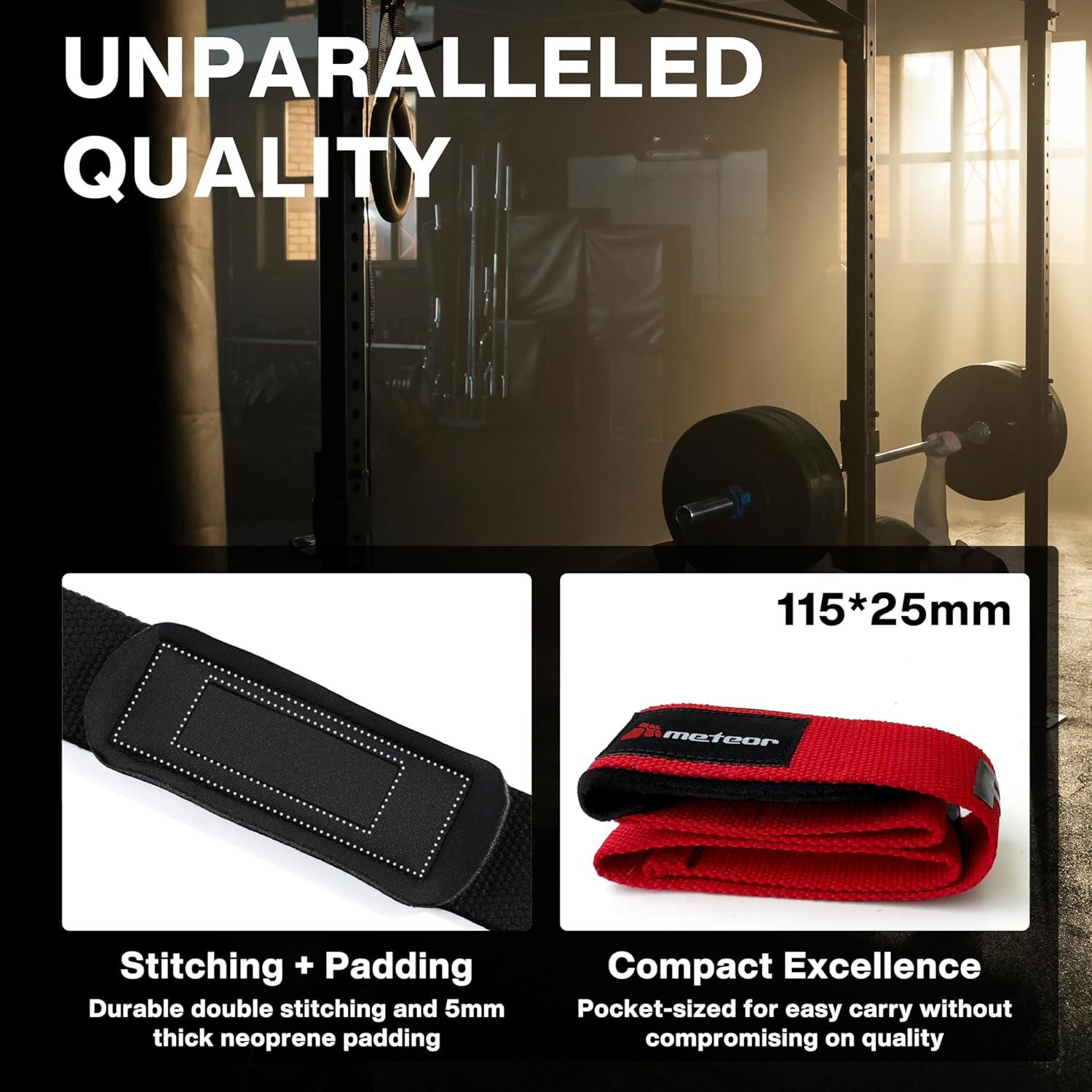 METEOR Advanced Weightlifting Straps with Silicone Grip (Pair), 60Cm Padded Wrist Straps, Lifting Straps for Deadlifts, Powerlifting, and Gym Workouts - Green-1 Pair image number 4