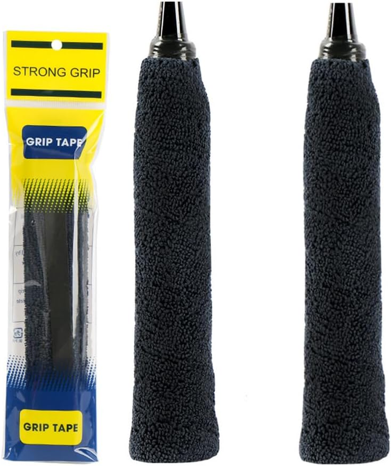 Badminton Racket Grip Tape, (2 Pack) Cotton Towel Grip Badminton Grips, Super Absorbent and Enhanced Shuttlecock Racquet Overgrip, Anti-Skid Sweatband Tape for Badminton Bike Handle