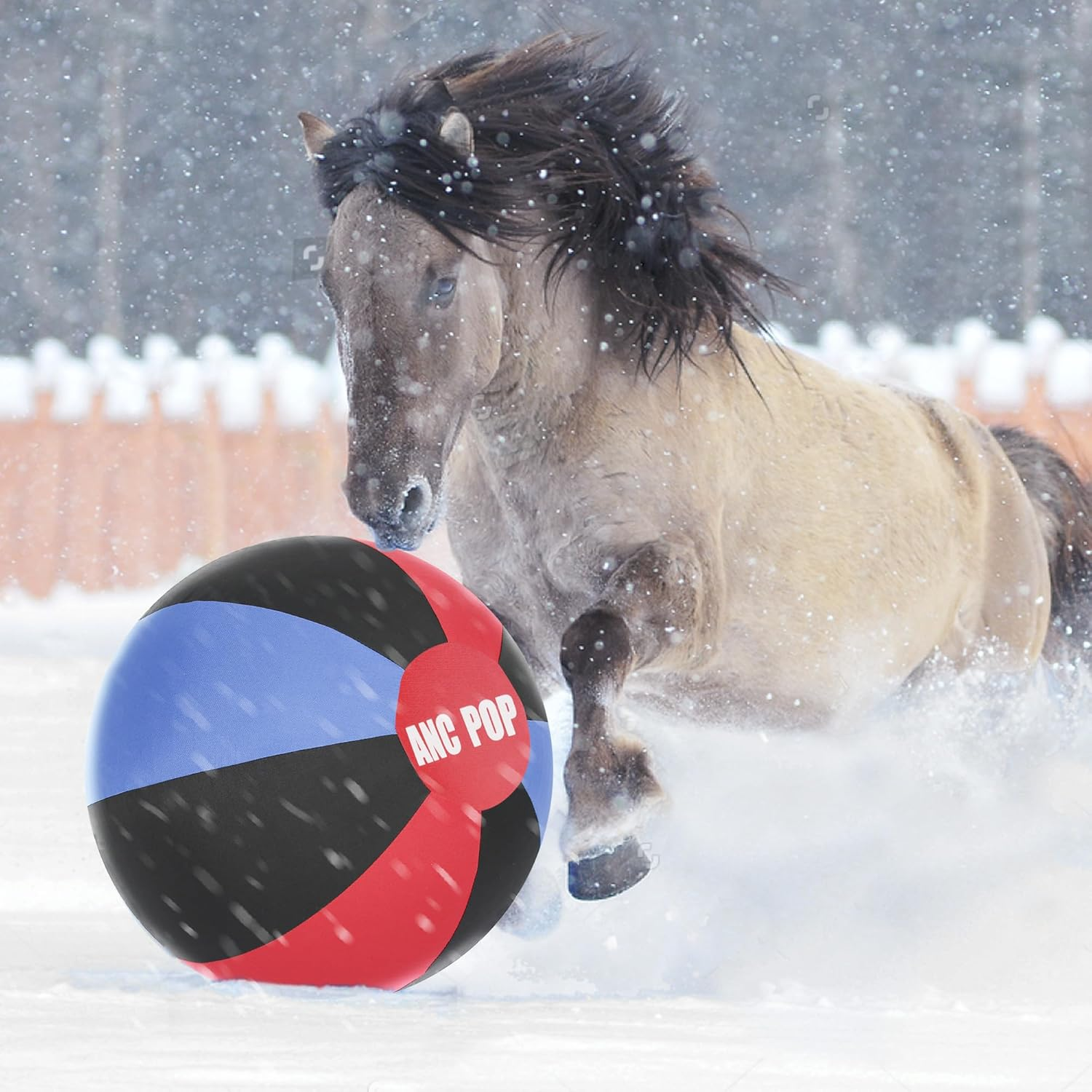 ANC POP Herding Ball for Dogs Horse Ball & Ball Cover 25" Ball for Horses Large with Hand Pump for Play Herding Ball Herding Ball Horse Toys for Horses Stall, Red and Blue and Black image number 2