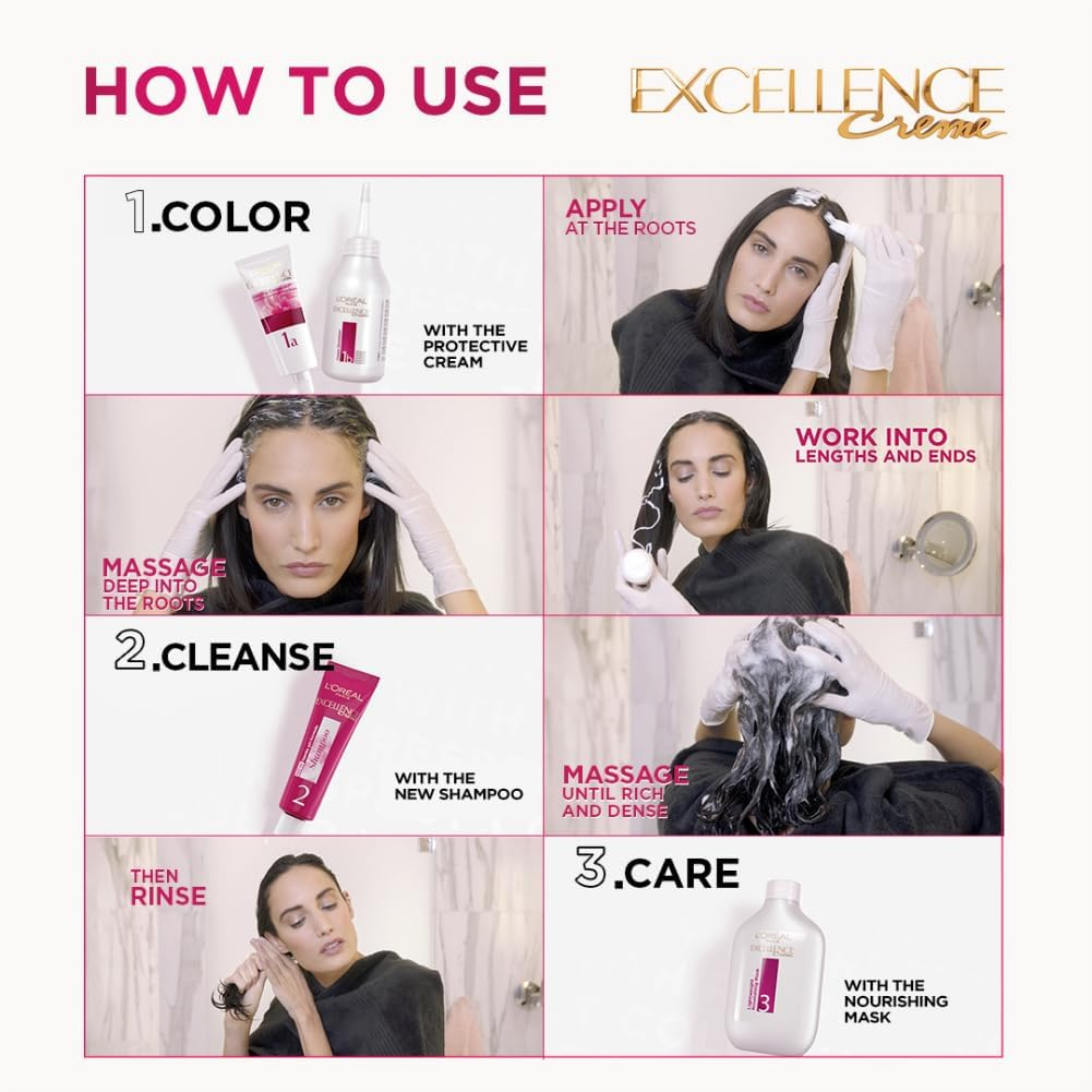 L&rsquo;Or&eacute;al Paris L'Oreal Excellence Creme Hair Color, 3.16 Burgundy, 72Ml+100G image number 2