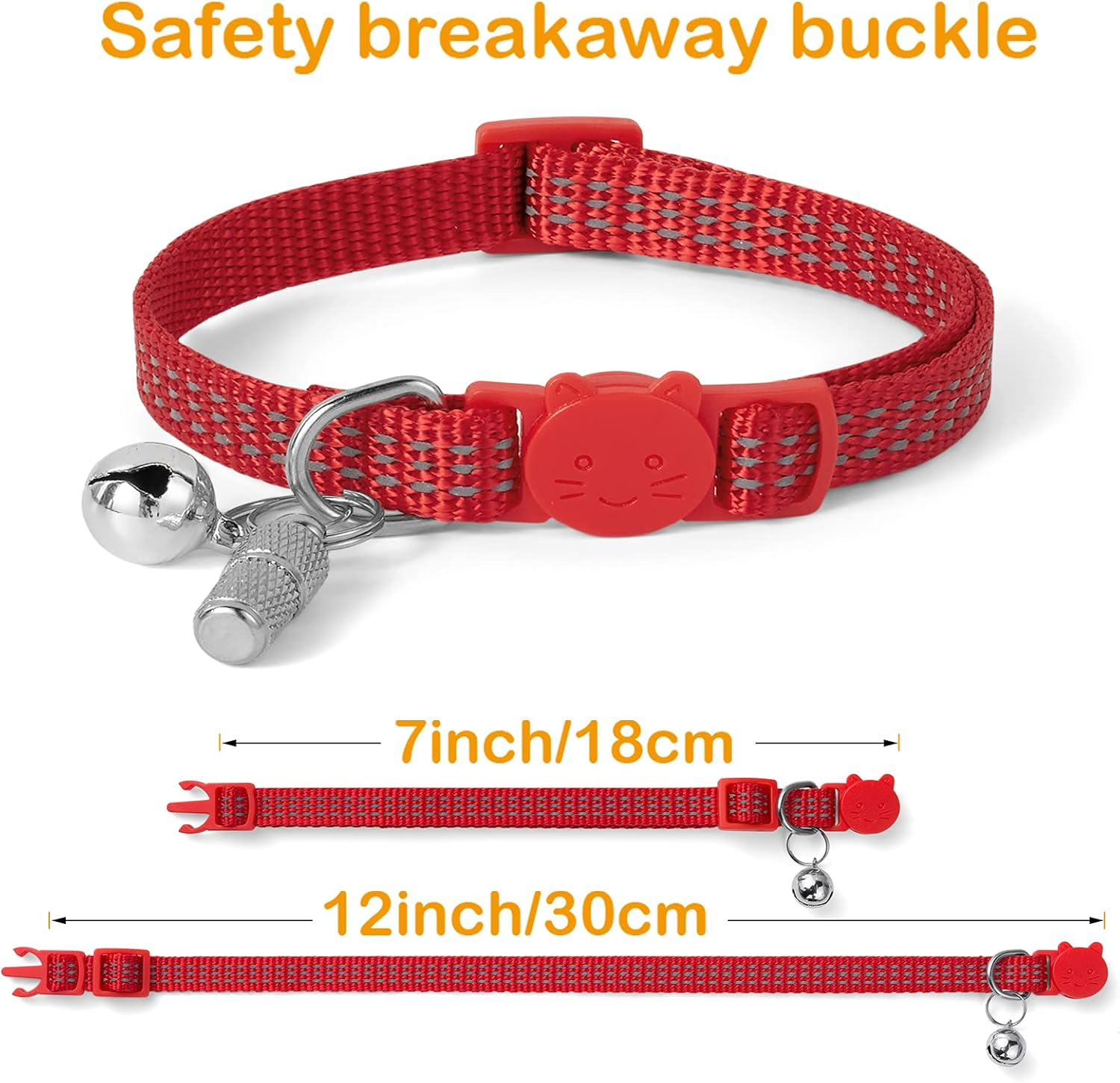 LLHK 6 Pack Reflective Cat Collars & 6 Pcs Name Tags,Breakaway Safety Kitten Collar with Bell,Adjustable 7''-12'',For Girl Male Cats, Personalized ID Tag,Pet Supplies,Stuff,Accessories(12 Pack)
