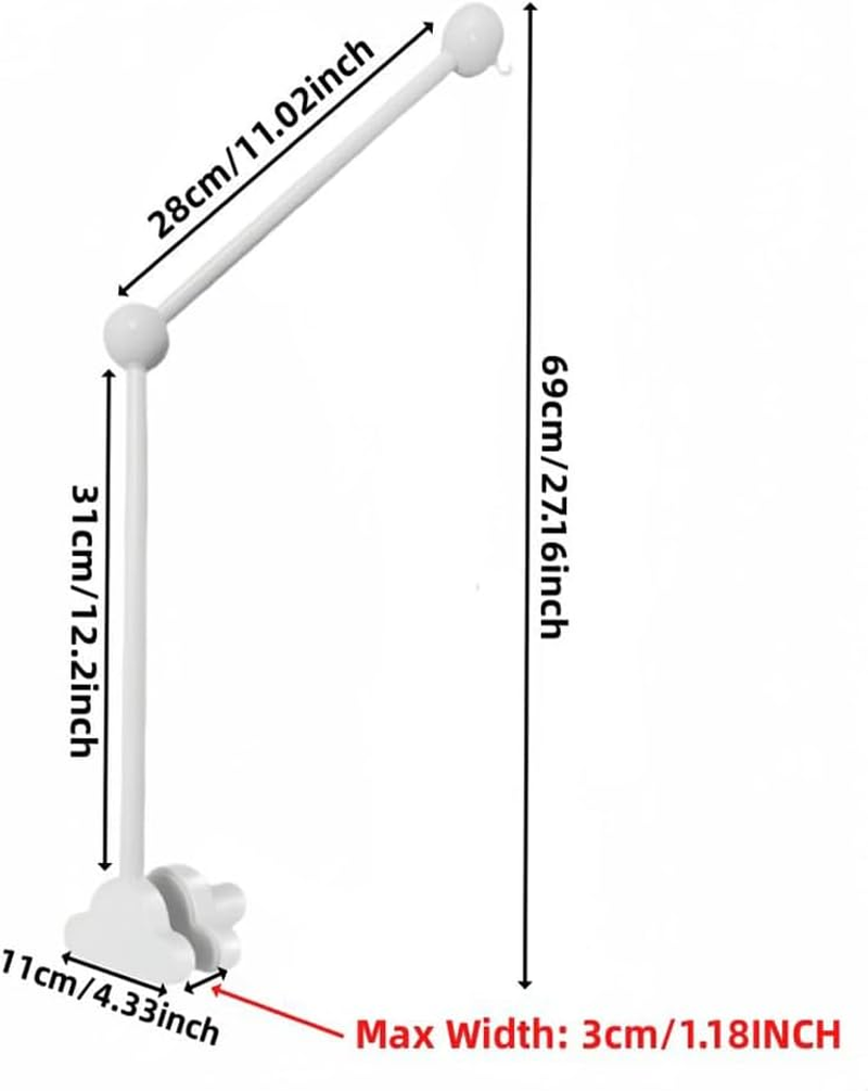 Baby Crib Mobile Arm,27Inch Wooden Cot Crib Mobile Holder,Adjustable Angle and Height,Baby Mobile Hanger for Home Baby Bed Bell Wind Chimes Cloud Design (White) - Wood Color image number 7