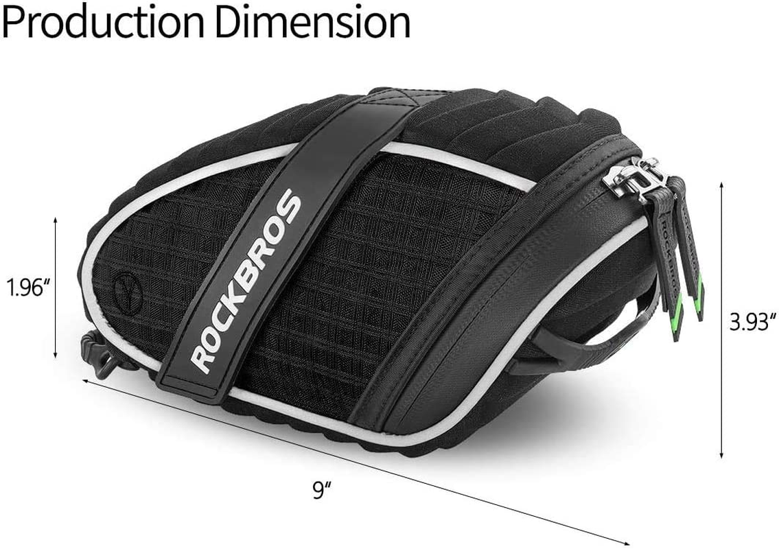 ROCKBROS Bike Saddle Bag under Seat Bike Bag Pack Waterproof Bicycle Tool Bag 3D Shell image number 3