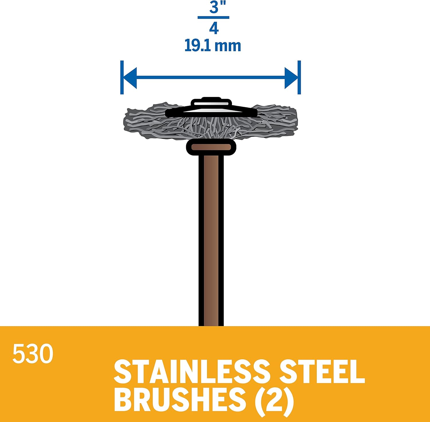 Dremel 530 Stainless Steel Brush Accessory Set, 2 Brushes (19 Mm) for Cleaning Corrosive Resistant Materials image number 5