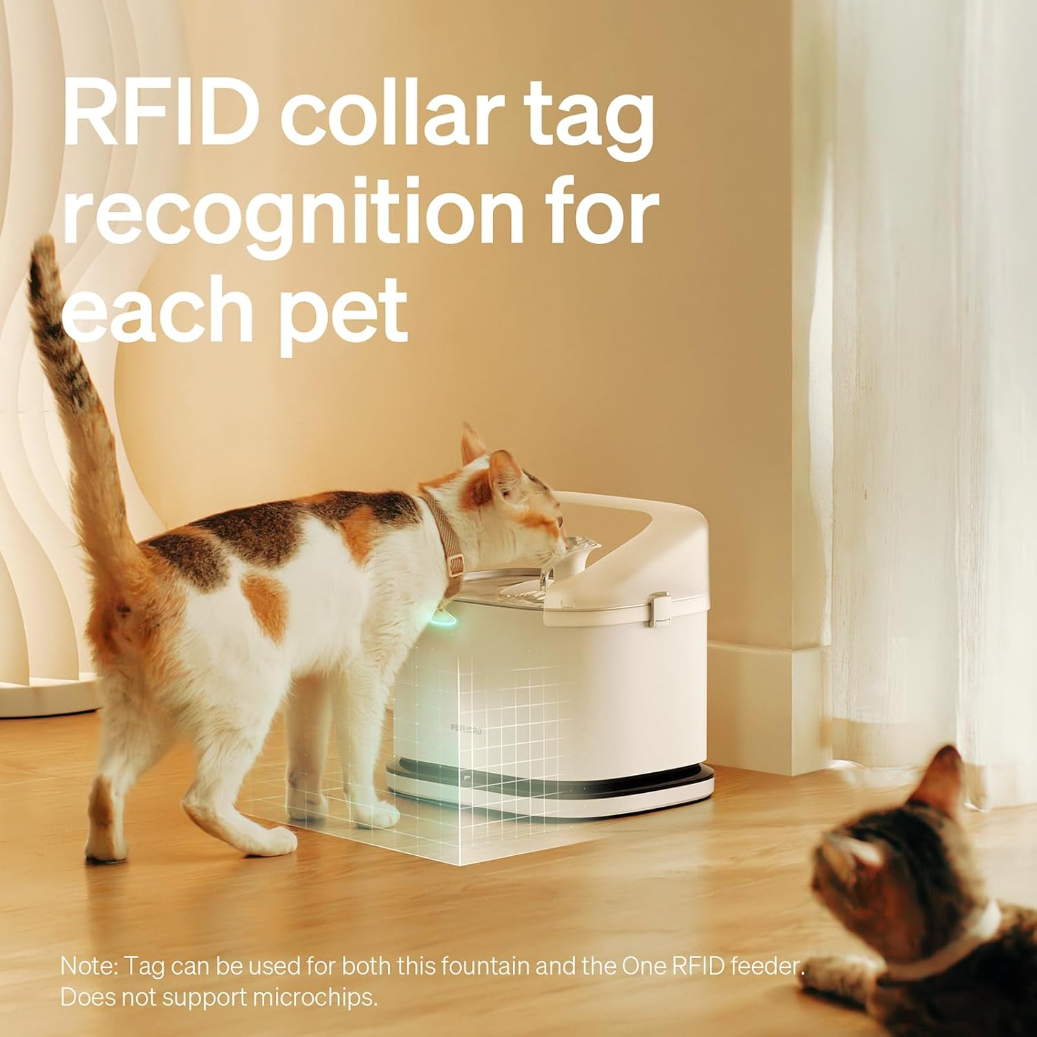 PETLIBRO Cats Water Fountain for Multi Cats, Cat Fountain with RFID Recognition Each Pet, 3L/101Oz Pump-Free Cat Water Fountain Stainless Steel Tray, 2.4G Wi-Fi APP Pet Water Fountain X2 Collar Tags image number 4
