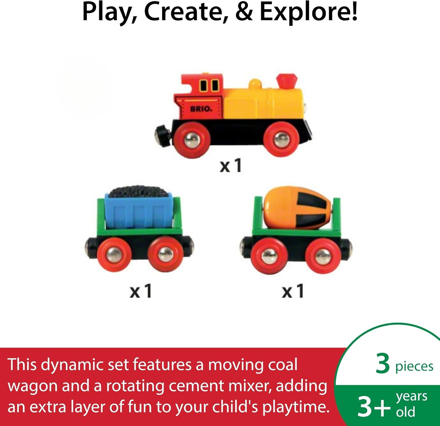 BRIO World 33319 Battery Operated Action Train &ndash; Wooden Train Engine with Motorised Movement, Compatible with BRIO Railway Sets for Kids 3+ Years image number 5