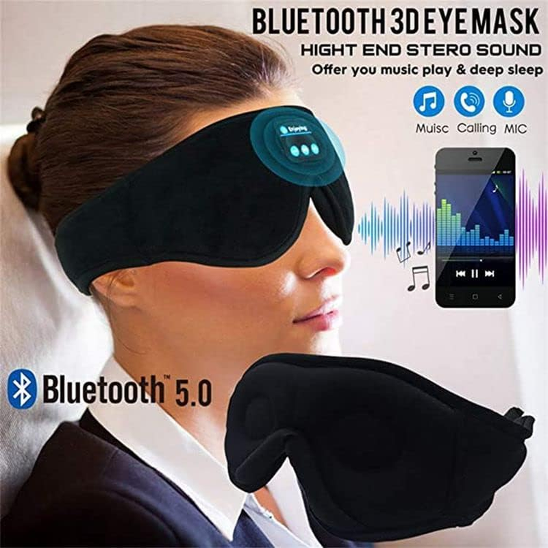 Epalzonexp Wireless Bluetooth 5.2 Sleep Mask Sleep Headphones Eye Mask Bluetooth Headphones Bluetooth Sleep Mask, 3D Eye Mask for Sleeping Mask Music Sleeping Headphones for Side Sleepers Music Headphones Sleep Headphones Earphones AU (Black) image number 1