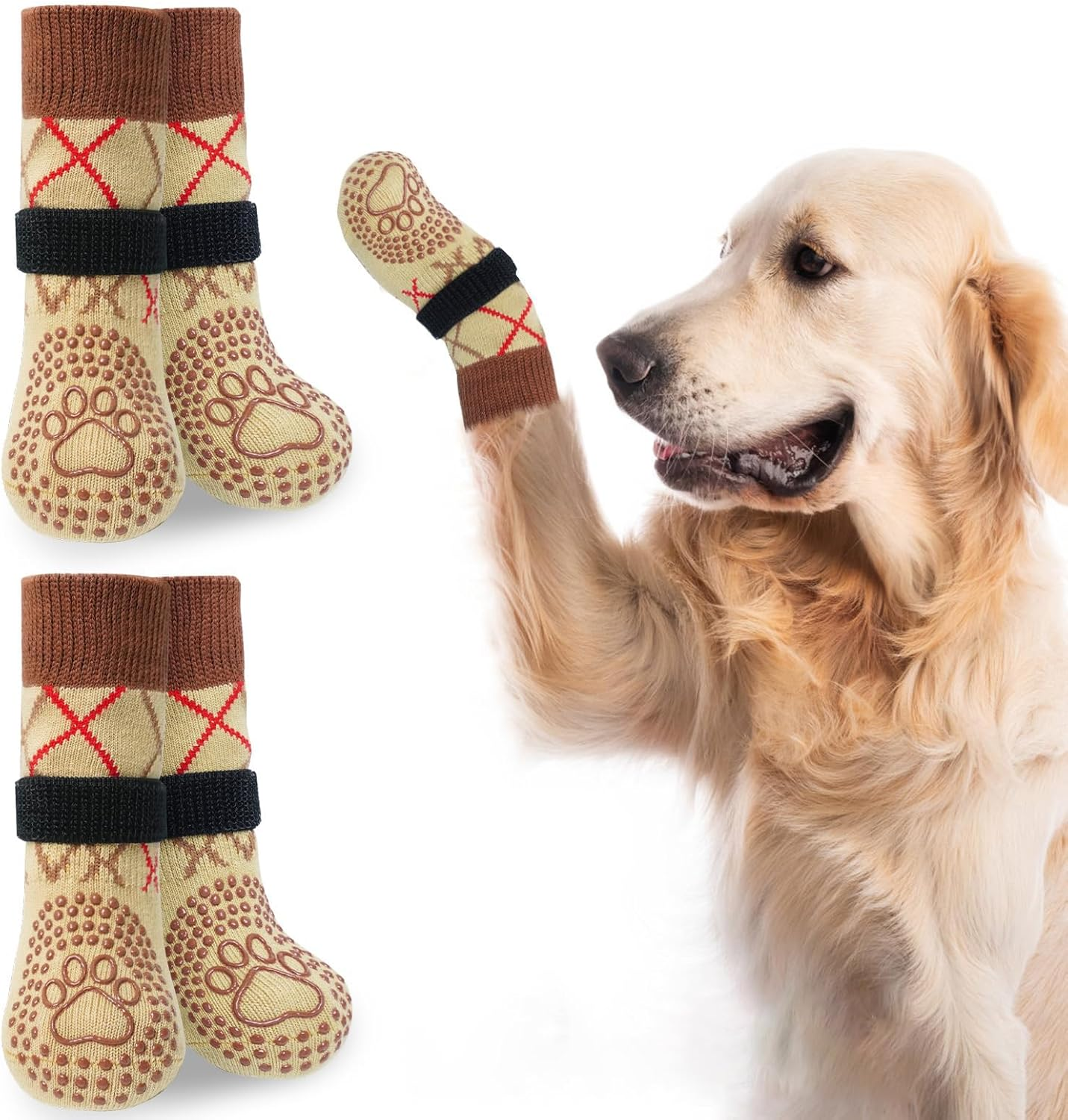 Dog Paw Protectors - anti Slip, Non Slip Socks for Hardwood Floors, Prevent Licking & Scratching - Size S