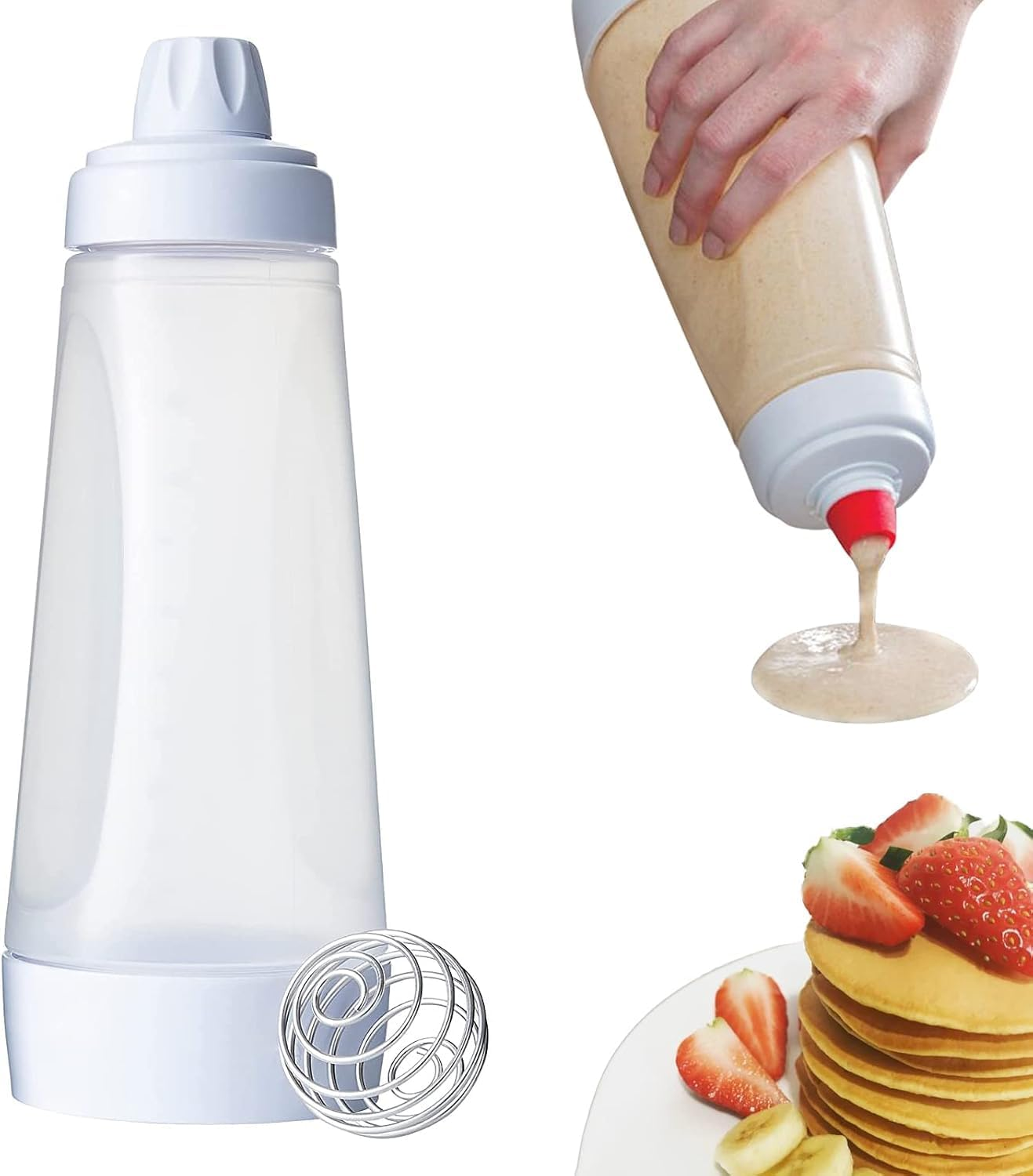 RROAD Hand Batter Dispenser Pancake Batter Mix Bottle Bottle Dispenser, for Cupcake Pancake Crepe Batter, Practical Home Kitchen Tools image number 4