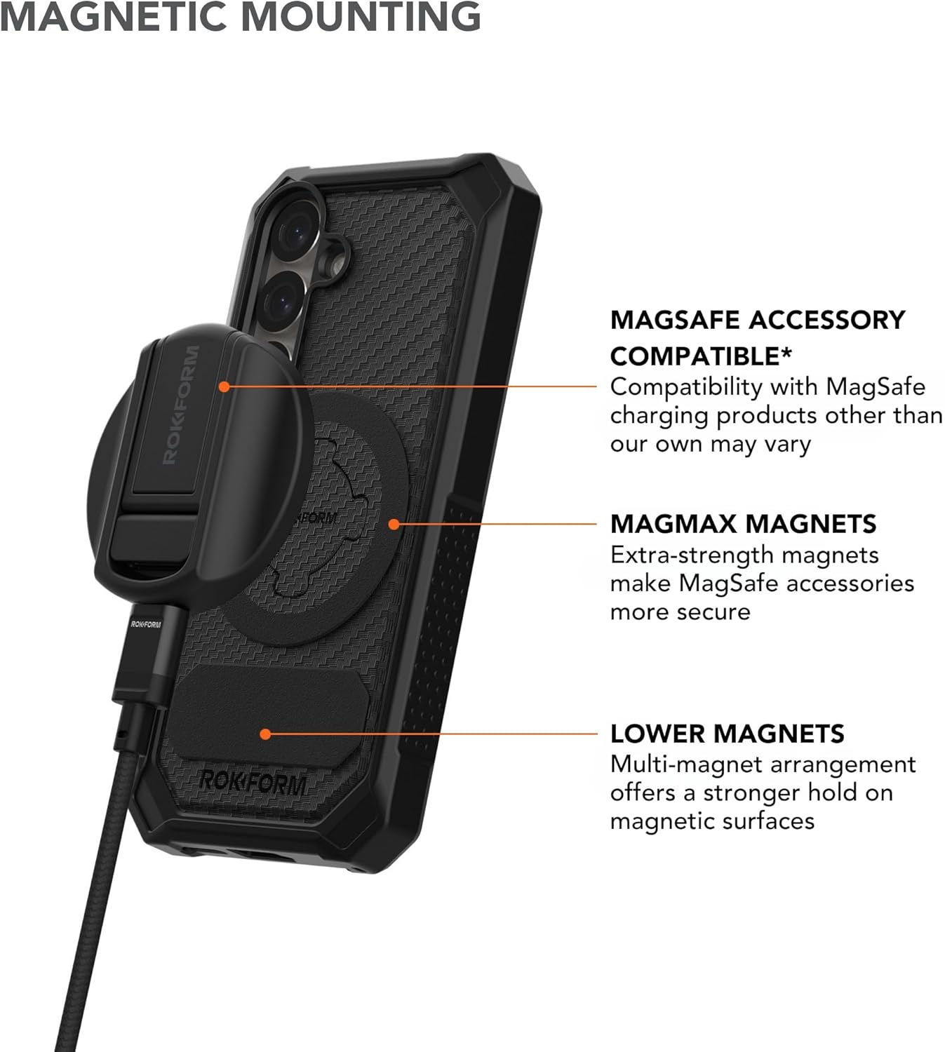 Rokform Rugged Case Compatible with Galaxy S25, Magnetic Cover with Twist Lock, Drop Tested Armor (Black) image number 1
