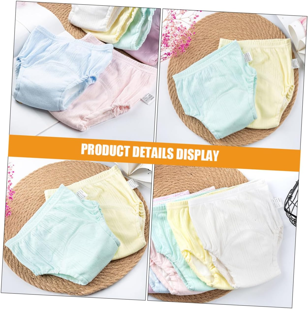 Vaguelly 2Pcs Cotton Reusable Diaper Pants Soft and Breathable Cartoon Training Pants for Boy Girl Washable Nappy for Toilet Training Mixed Colors Variations image number 2