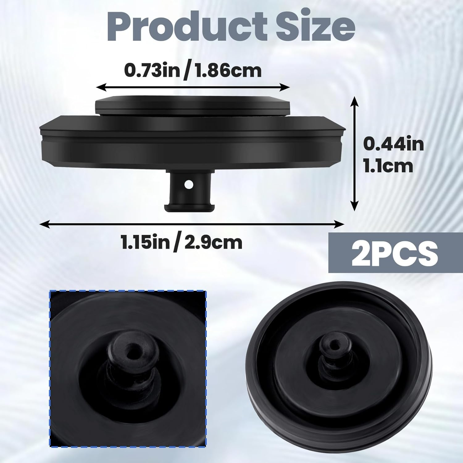 2 Pcs Black Toilet Fill Valve Seal Replacement Part, Rubber Toilet Parts inside Tank Kit, Flush Valve Seal for Fluidmaster 200, 747 and 400 Models Toilet Fill Valve image number 2