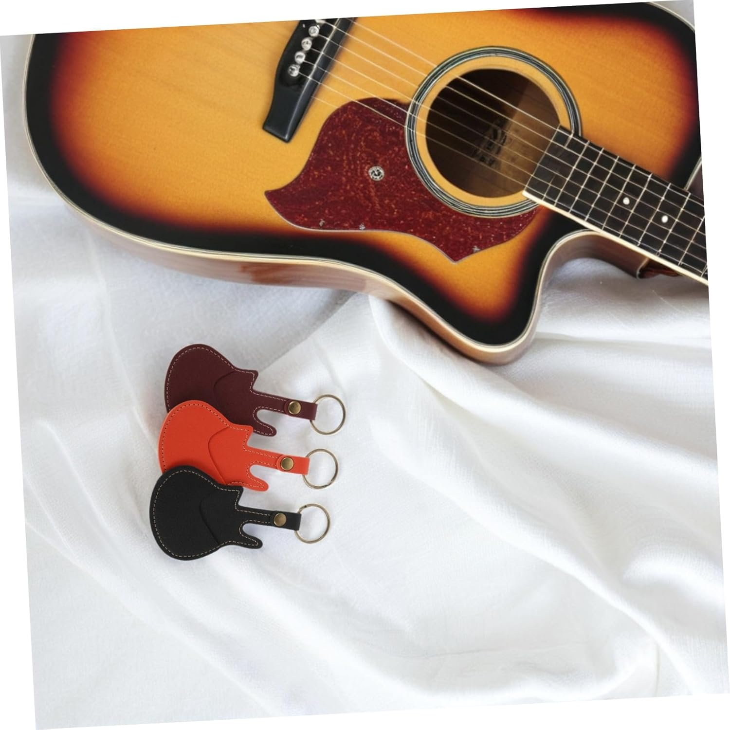 Bestonzon 3Pcs Guitar Pick Storage Case Portable Keychain Pu Plectrum Holder Bag for Acoustic Electric Guitar Players Picks Organizer image number 4