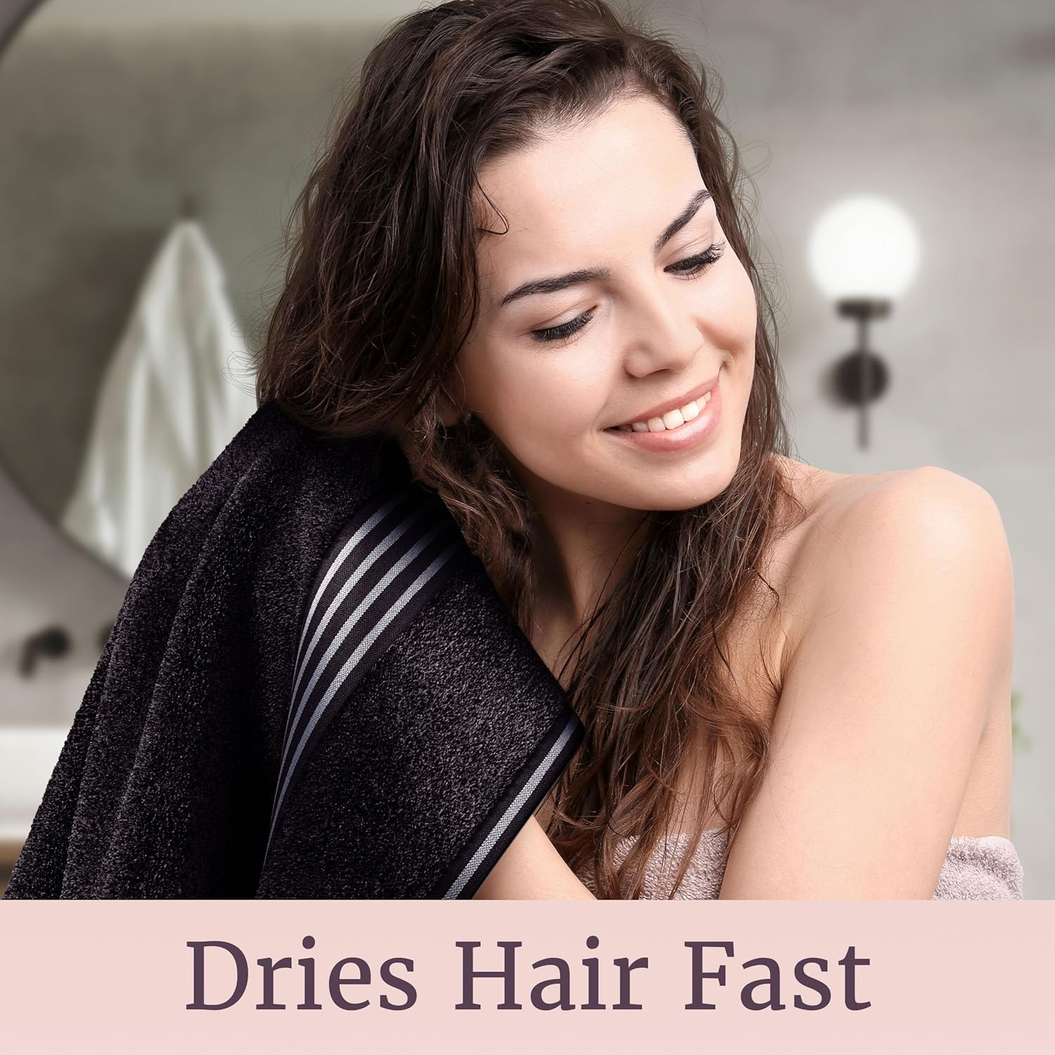 Lavish Home Rio 8 Piece 100% Cotton Towel Set - Black, Medium