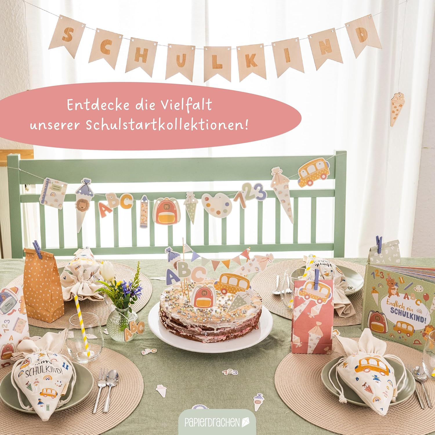 Papierdrachen Hair Accessories Set - Perfect for Starting School - 48 Hair Clips and Hair Bobbles in Many Colours - Children'S Sparrow with Glitter and Fabric Cover - School Pastel - Set of 13 image number 3