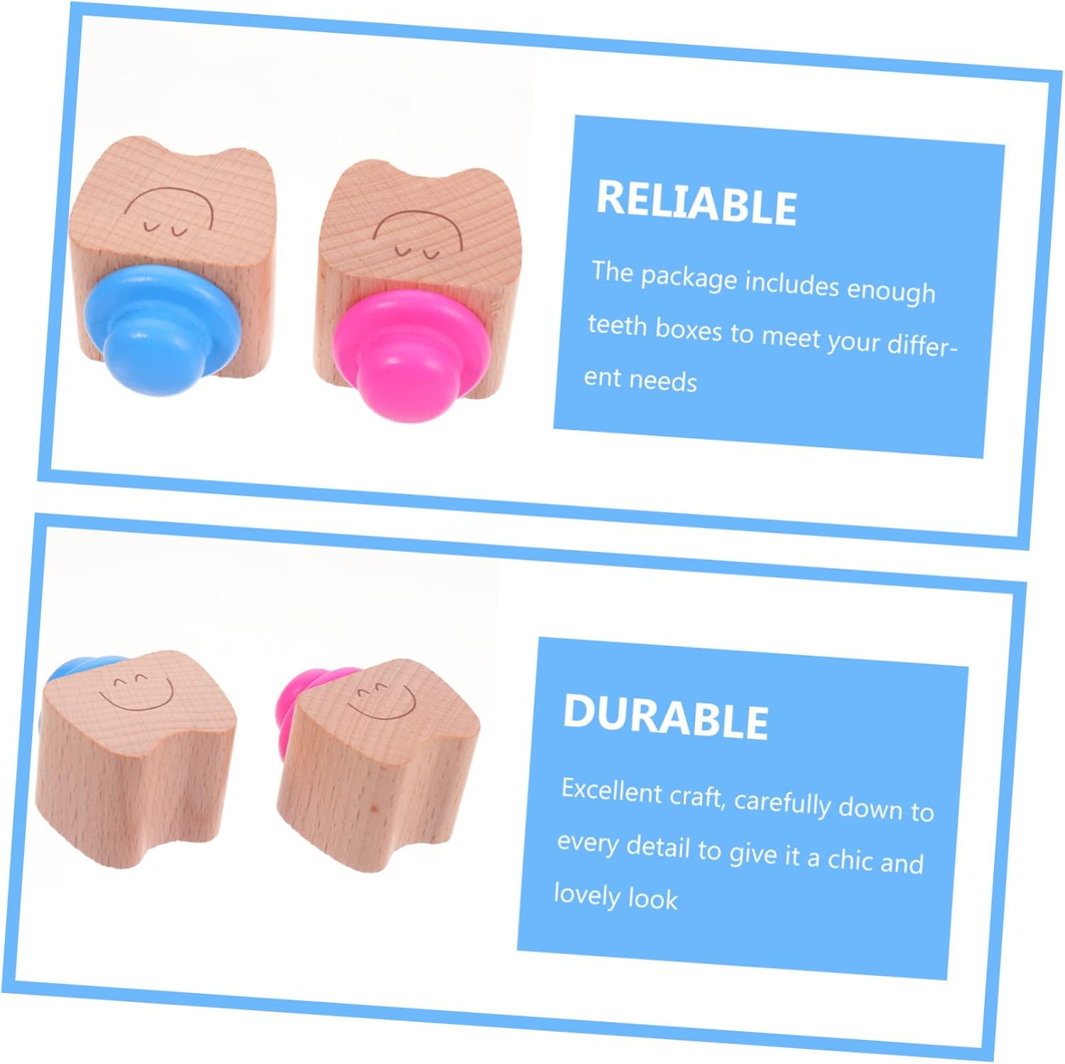 Baby Teeth Keepsake Box Wooden Tooth Holder for Kids Red 2Pcs Set and Collection image number 6